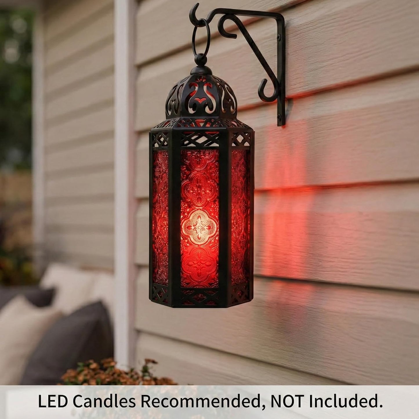 Vela Lanterns Decorative Indoor Moroccan Candle Holder, Red, M, 2-Pack | Gothic Dark Academia Decor, Whimsigoth