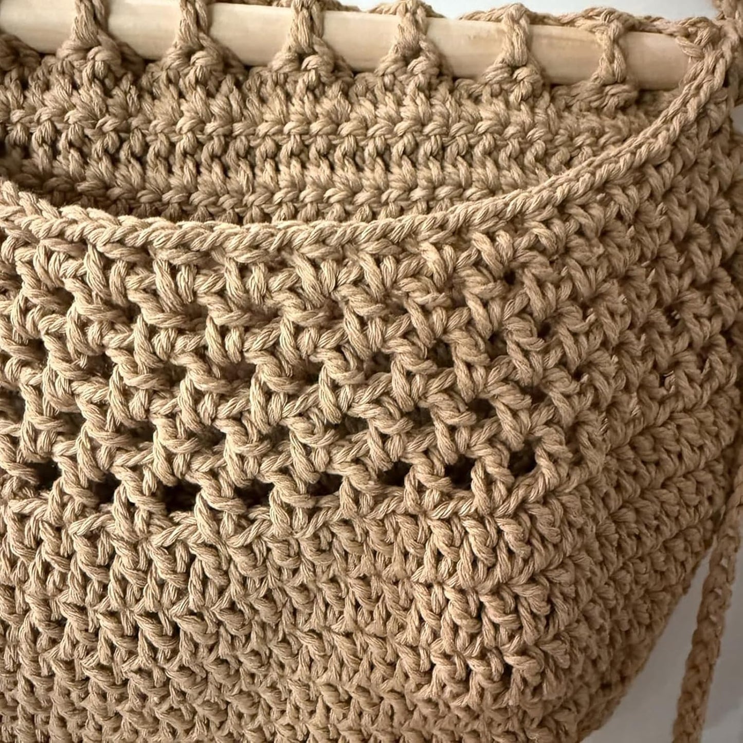 3 Tier Cotton Woven Wall Basket / Beige / 32 Inch