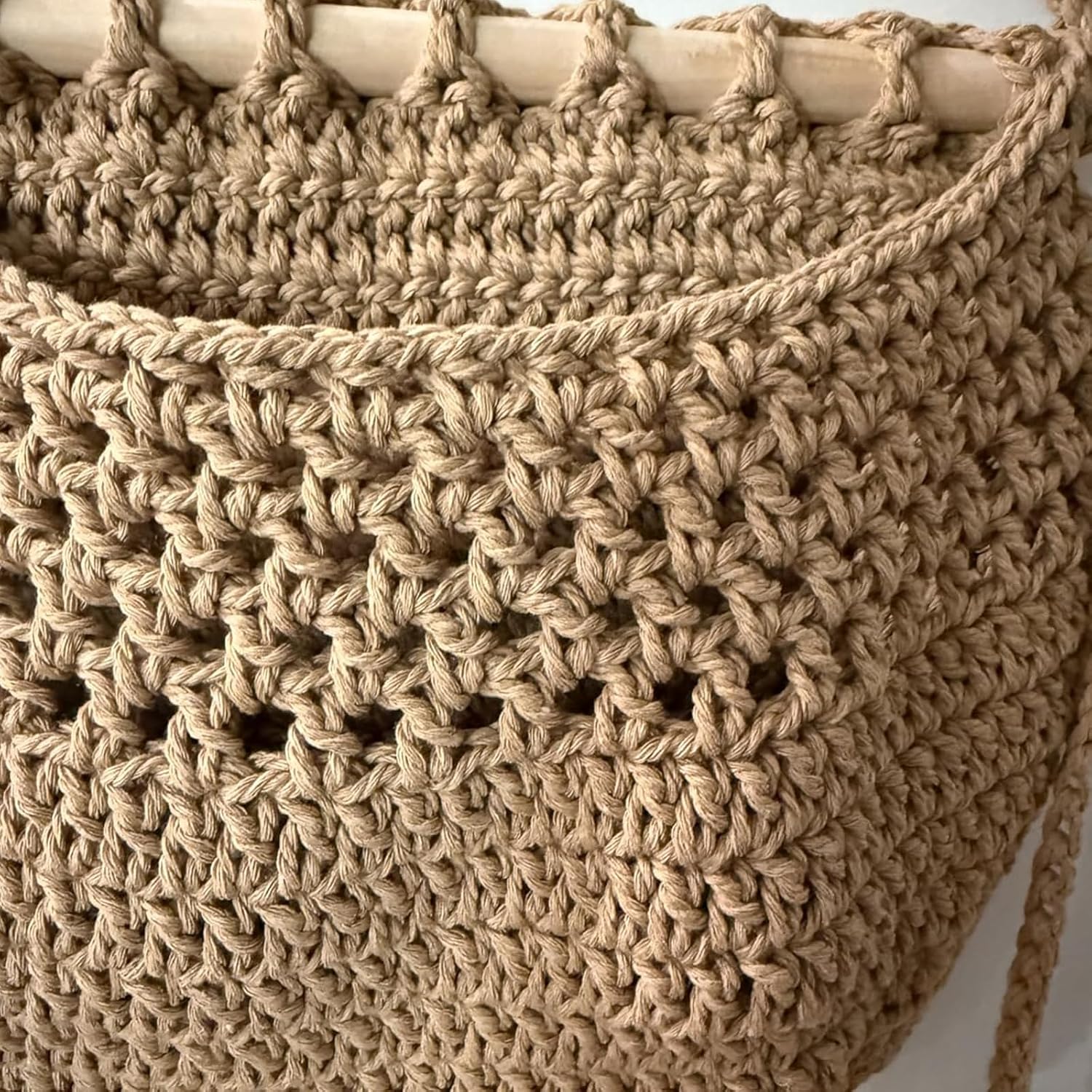 3 Tier Cotton Woven Wall Basket / Beige / 32 Inch
