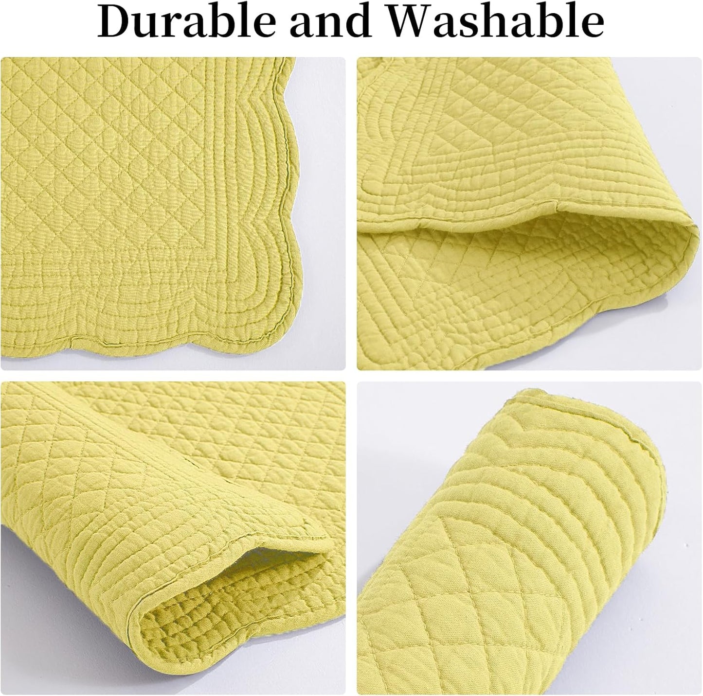 HOMBYS Quilted Placemats Set of 6 Washable-13x18 inches Rectangular Placemats for Kitchen Table-100% Cotton Fabric