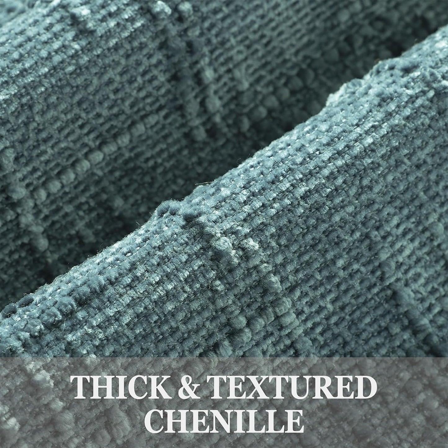 Fall Chenille Throw Pillow Covers Textured Soft Slubby Couch Pillow / Teal / 18 x 18 / Set of 2