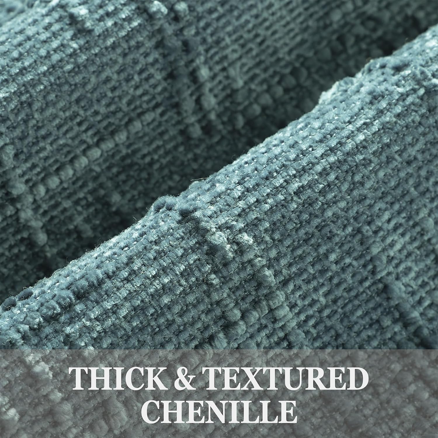 Fall Chenille Throw Pillow Covers Textured Soft Slubby Couch Pillow / Teal / 18 x 18 / Set of 2