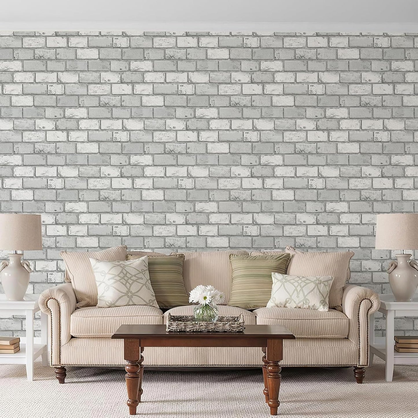 Removable Vintage Self Adhesive Wallpaper Renter Friendly Textured Stick / 17.3 x 400 / Gray