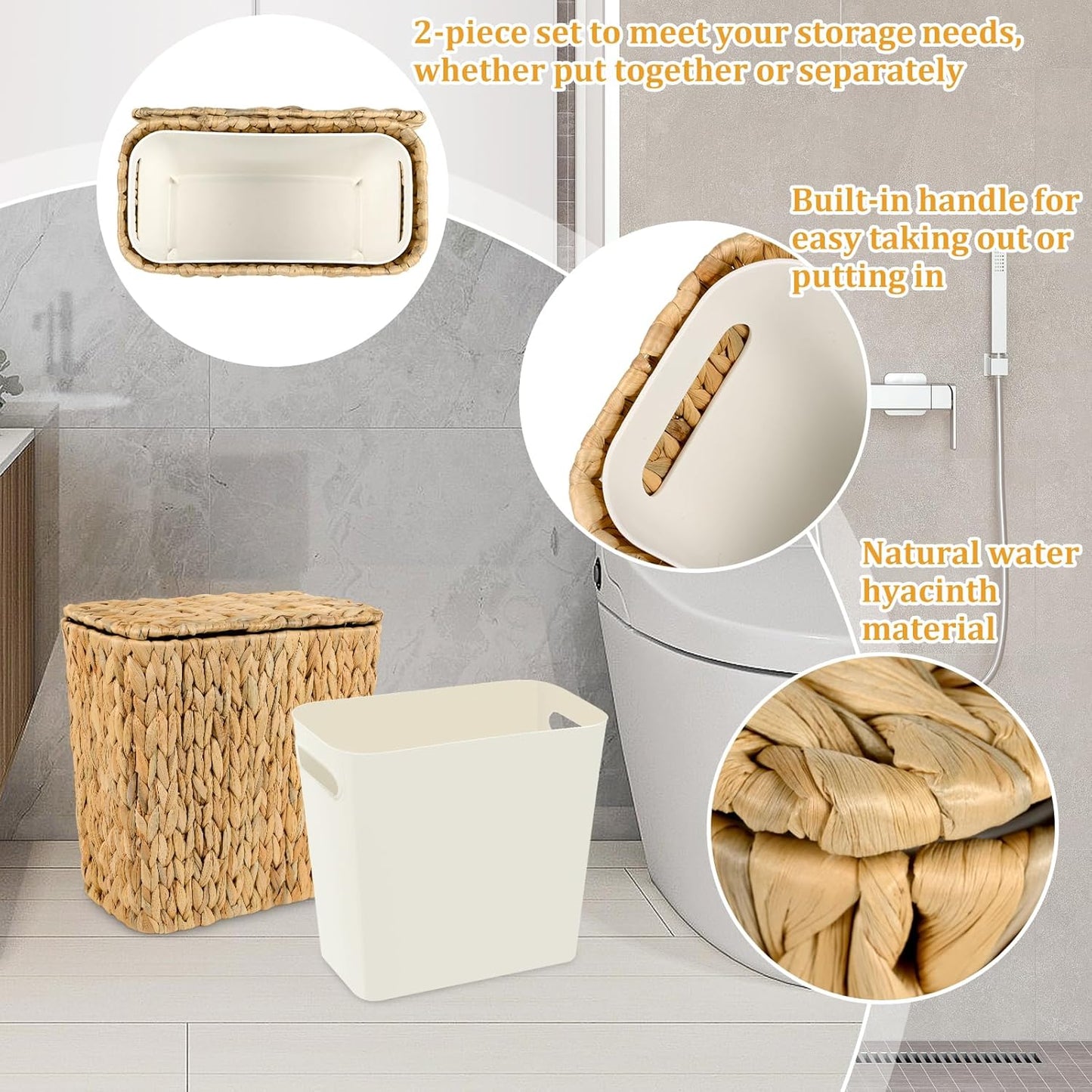 Handwoven Wicker Waste Basket / Water Hyacinth