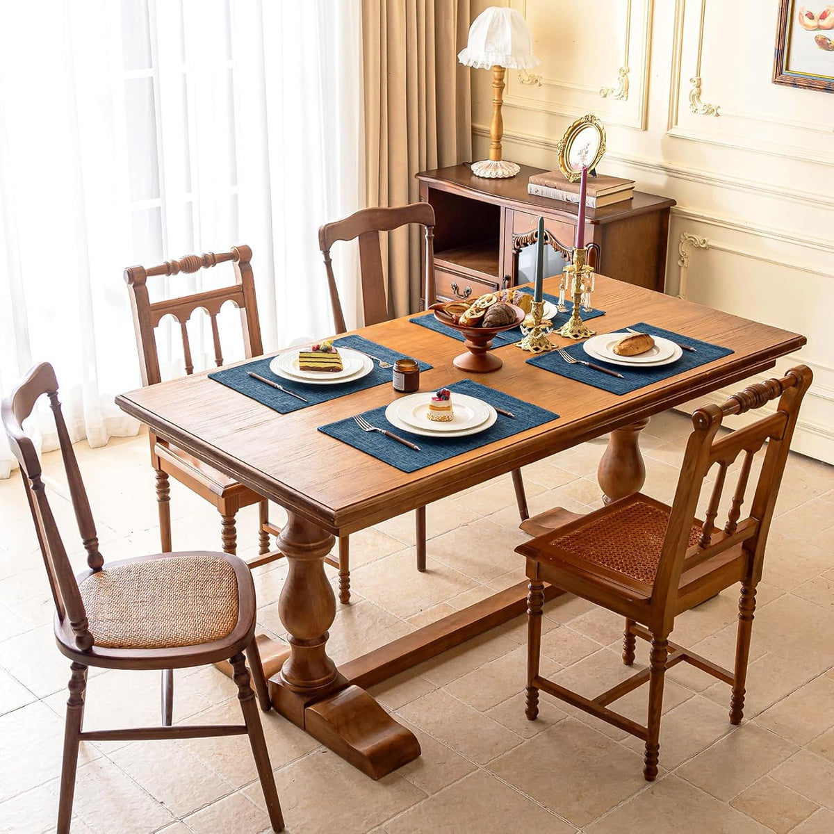 KXN Placemats Set of 8, Dual-Layer Thickened Faux Linen Table Mats, Heat Resistant & Wrinkle-Free, Machine Washable