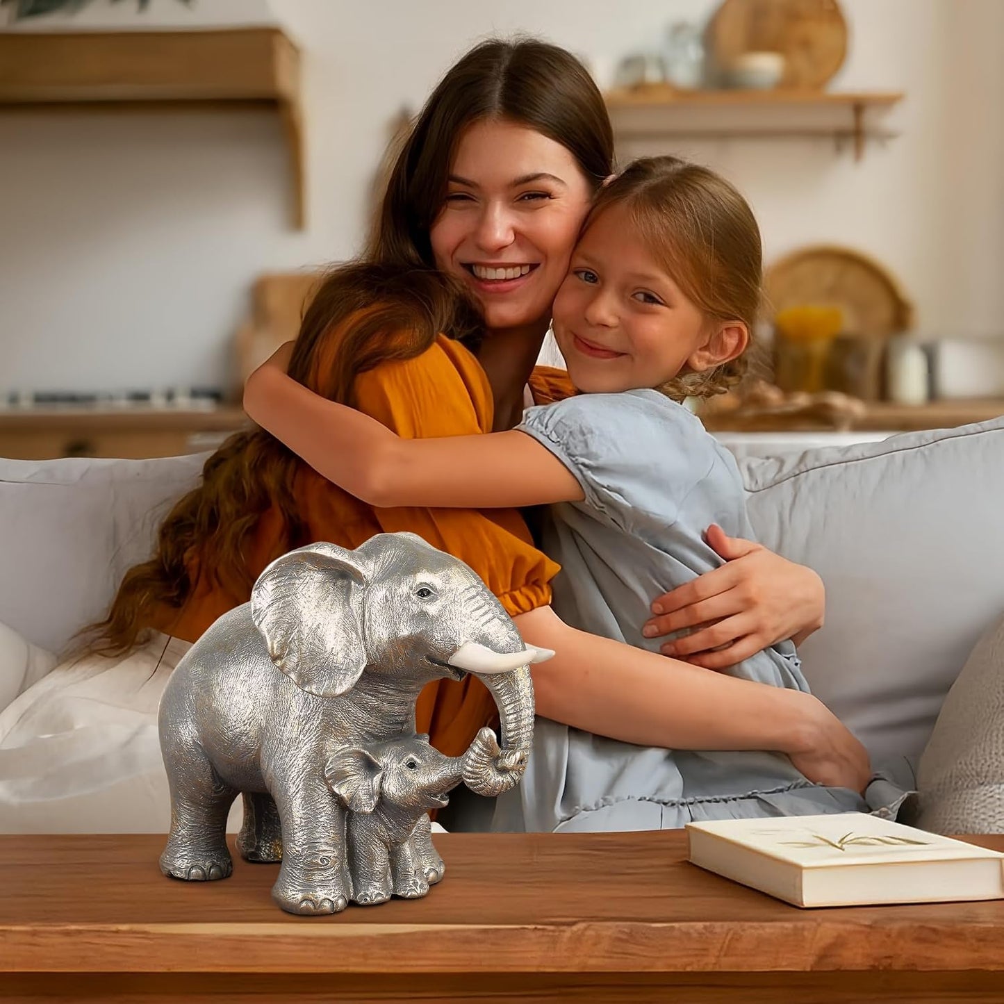 Elephant Decor Figurine Elephants Statue Decor / Silver