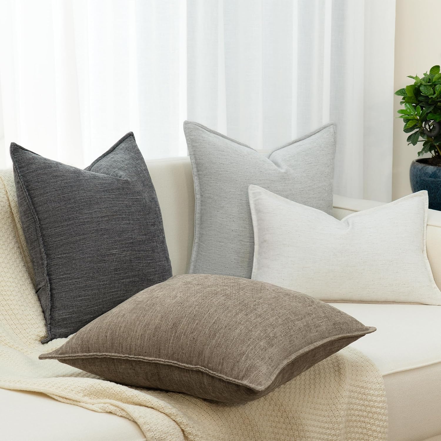 Farmhouse Decorative Pillow / Misty Blue / 18 x 18 / Set of 2