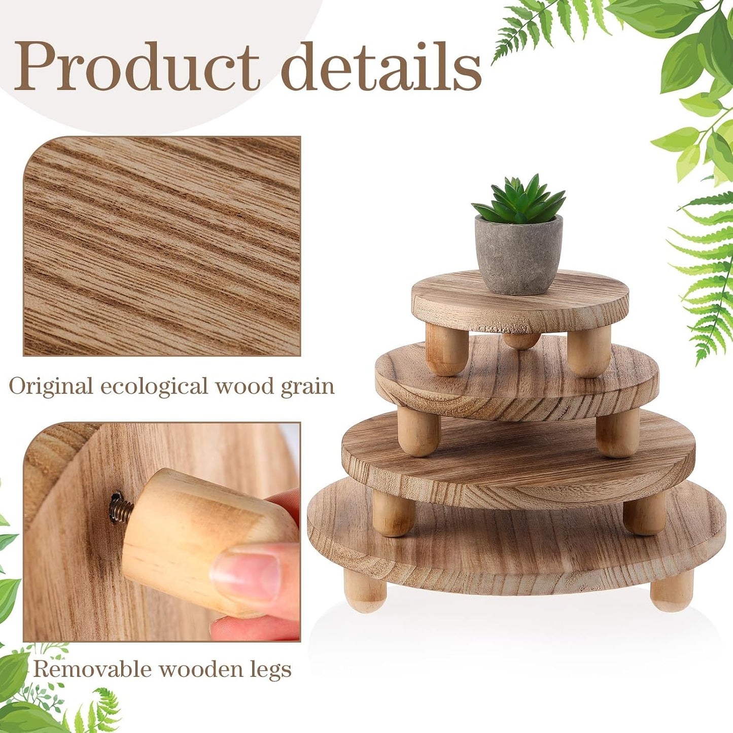 Mini Wooden Plant Stool Display Cake Stand 12/10/8/ Round Plant Risers / Wood / 6 Inch / Set of 4