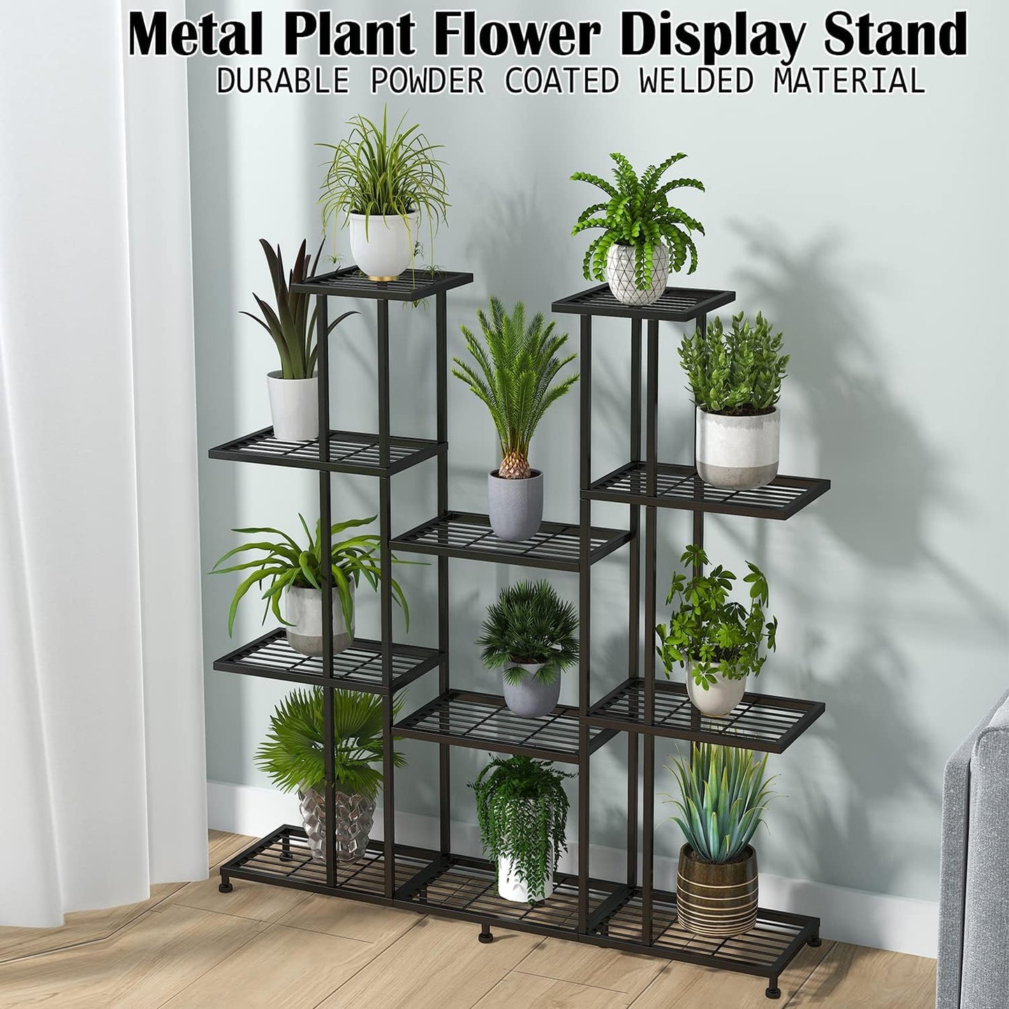 Twhep Heavy Duty Metal Plant Stand, large Multifunctional Plant Stand for Indoor Outdoor, for Tall Large Rack for