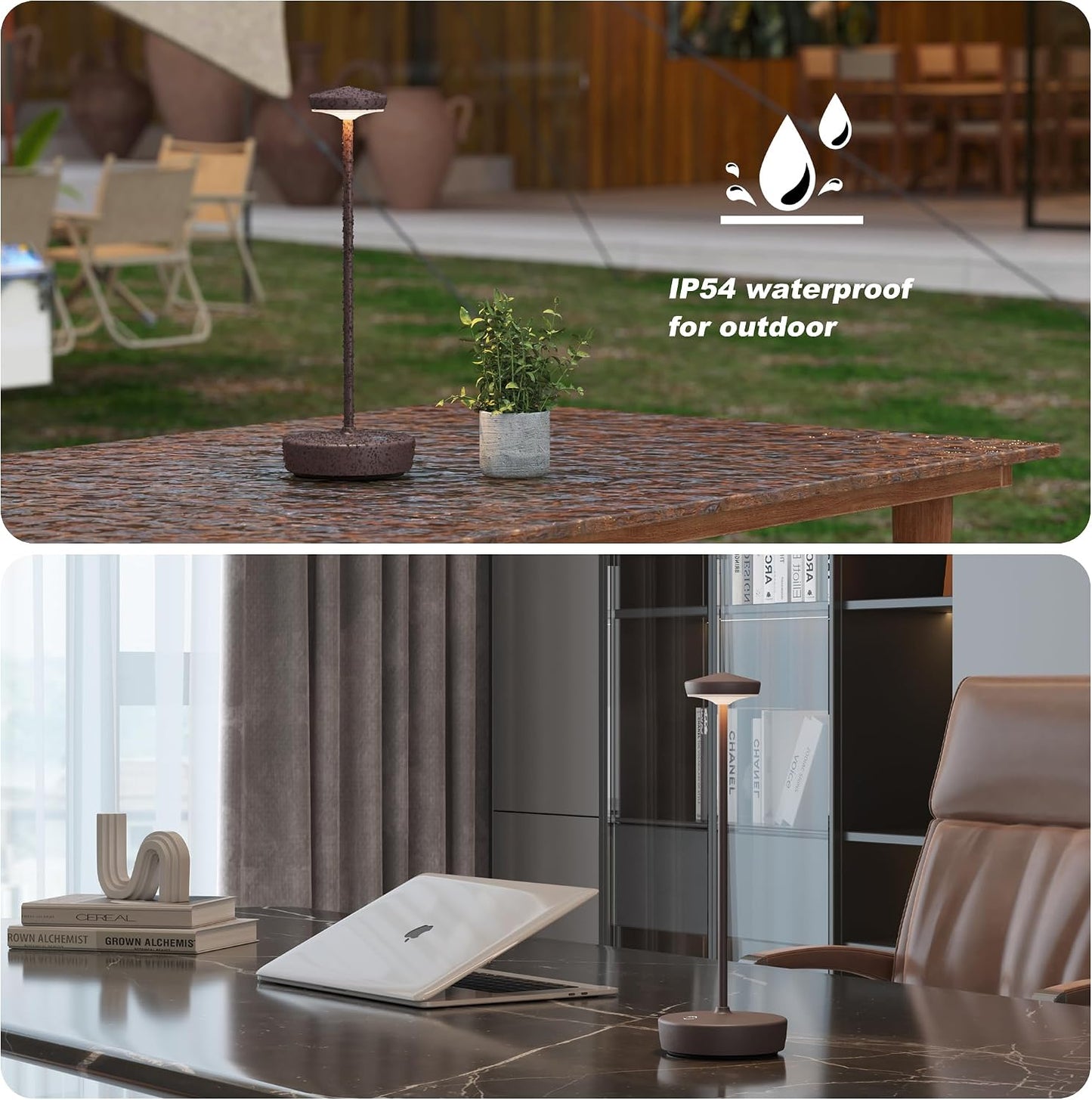 TBBGA Cordless Table Lamp Rechargeable 2 Pack, 5000mAh Battery Table Light | LED, 3 Color Temperatures, Stepless