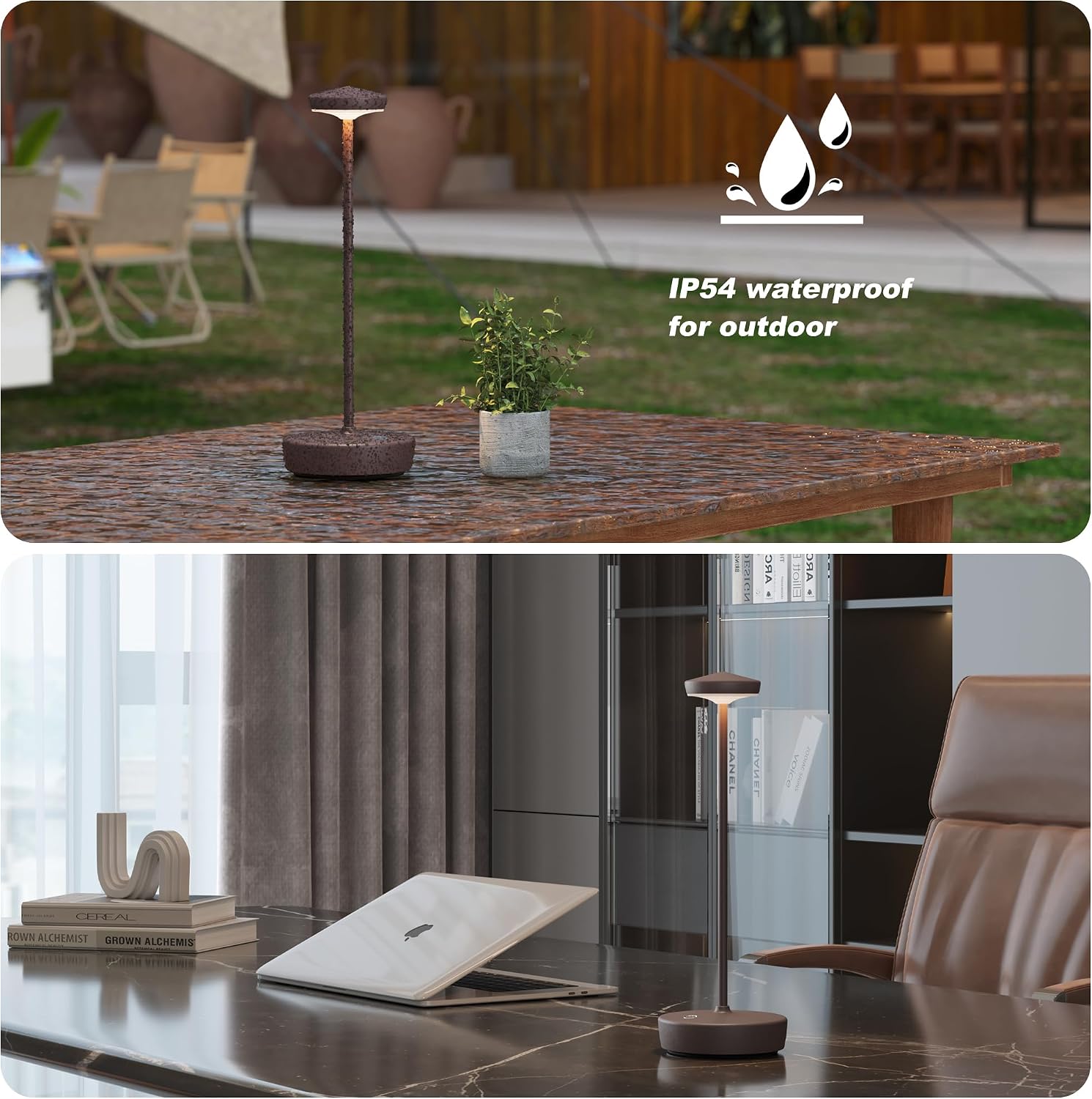 TBBGA Cordless Table Lamp Rechargeable 2 Pack, 5000mAh Battery Table Light | LED, 3 Color Temperatures, Stepless