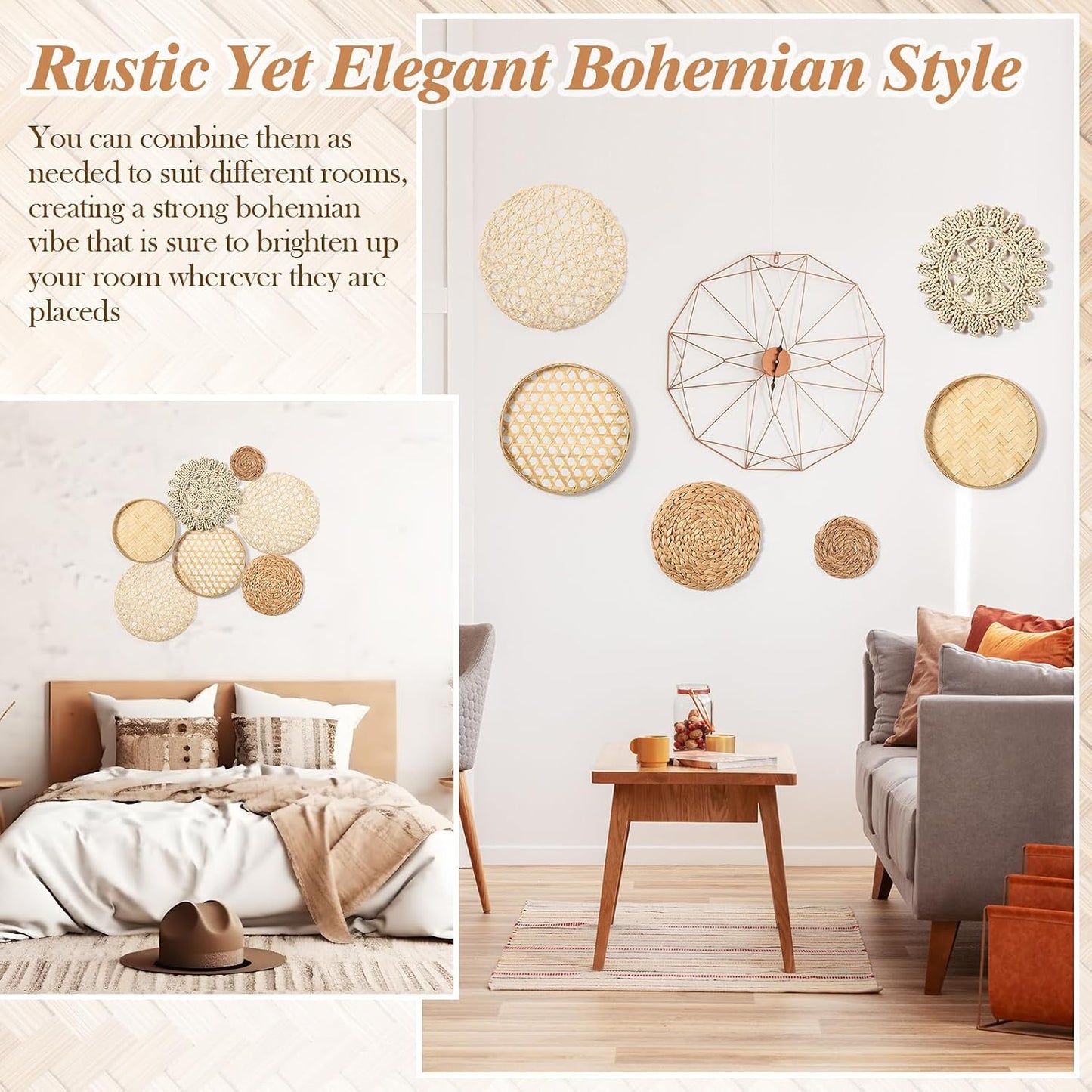 Boho Wall Basket Decor / Set of 7