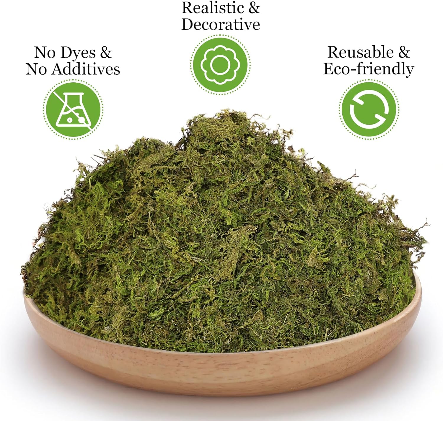 1.3LBS Artificial Fake Moss for Fake Plants Indoor- Faux Craft Moss for Potted Plant / 1.3lb / Green