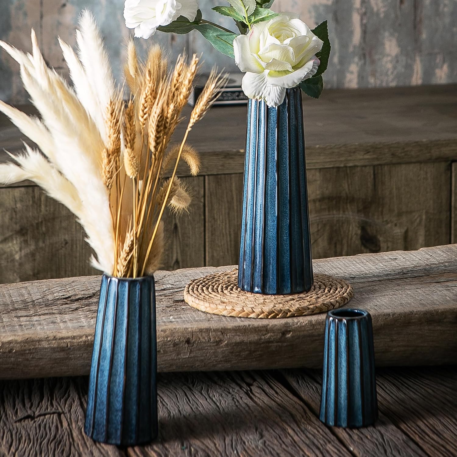 Ceramic Vase / Modern Vases / Blue / Set of 3