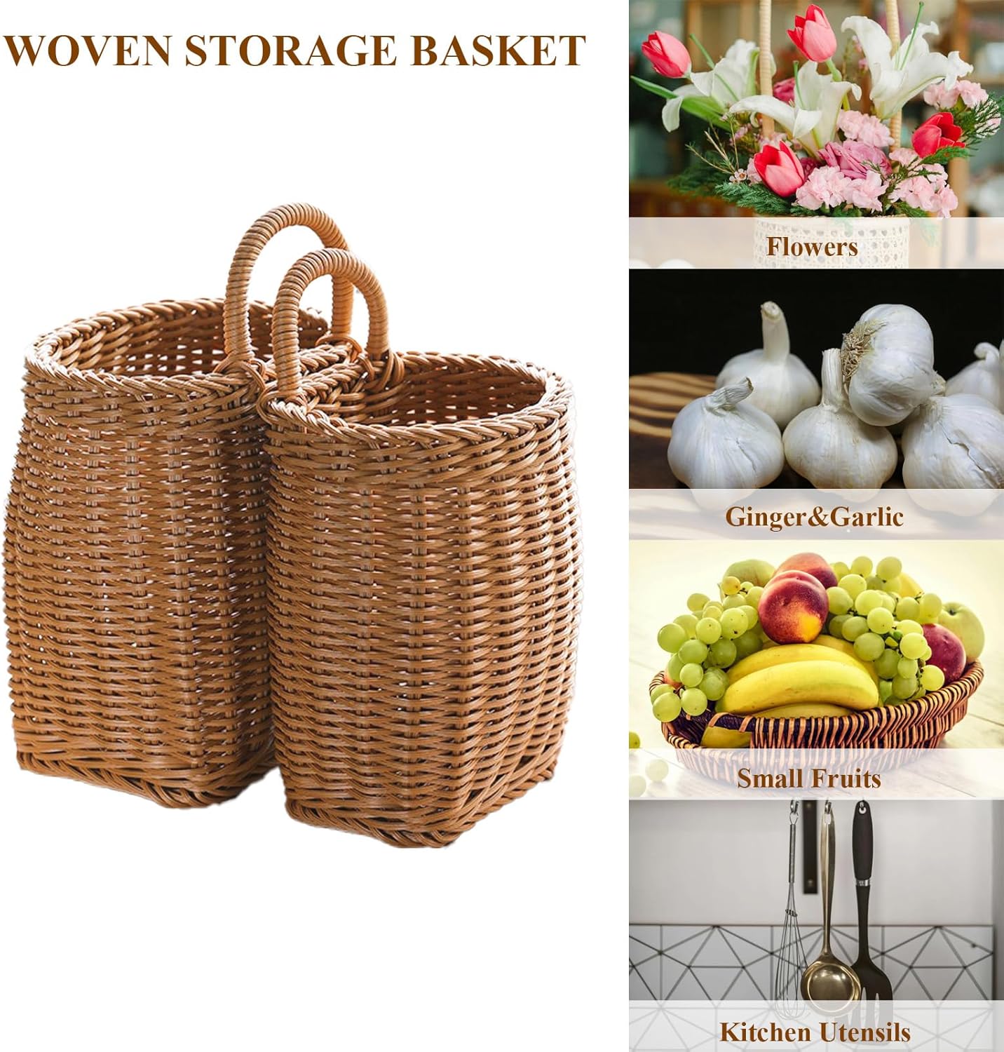 Hanging Wicker Basket / Hanging Wall Basket Plastic Woven Front Door Basket
