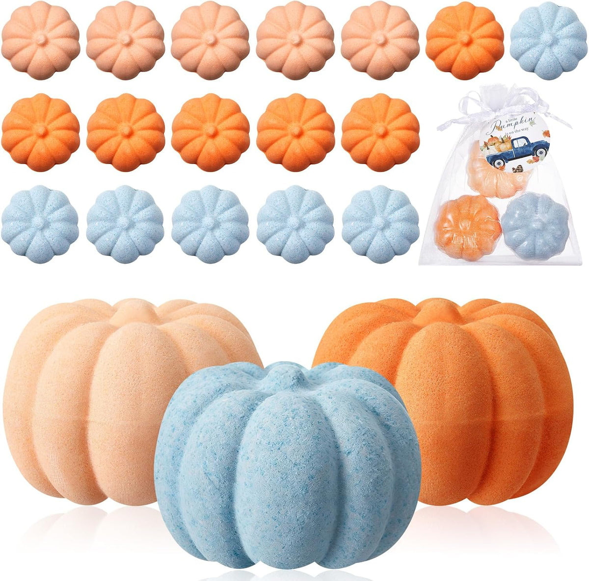 Lounsweer 12 Pack Little Pumpkin Bath Bombs Fall Baby Shower Favors,Blue