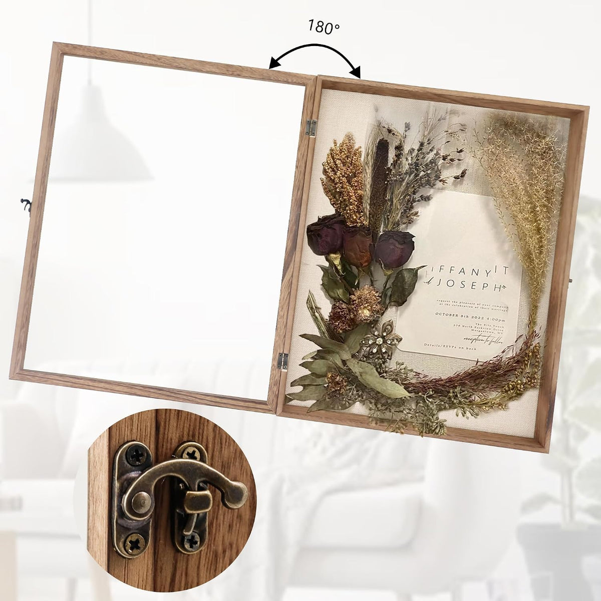 GraduationMall 16x20 Shadow Box Frame Solid Wood Glass Door Display Case with Linen Back and 6 Stick Pins,1.5 inches