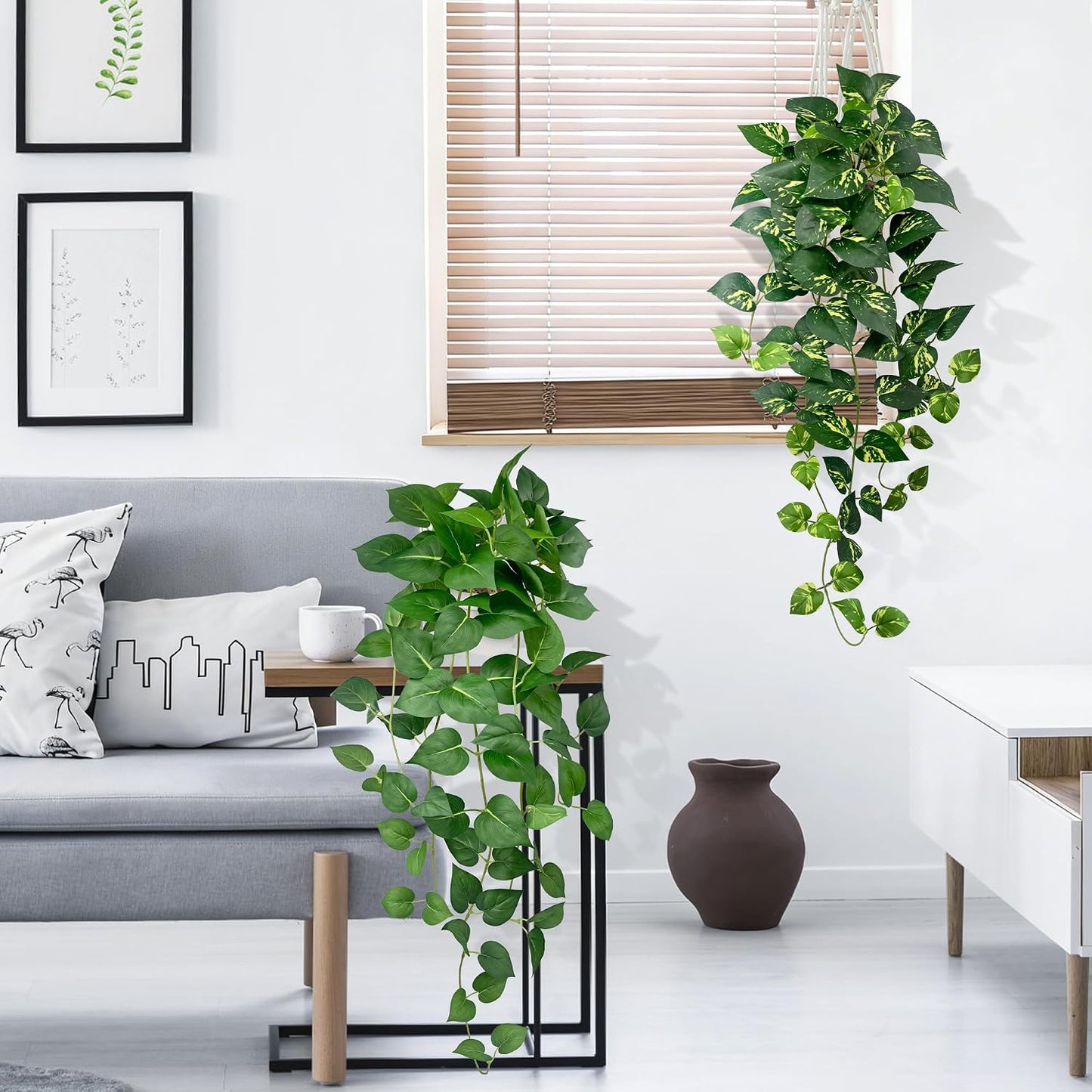 Artificial Hanging Plants ‘’ / Green and Yellow Green / 31.5 / Set of 2