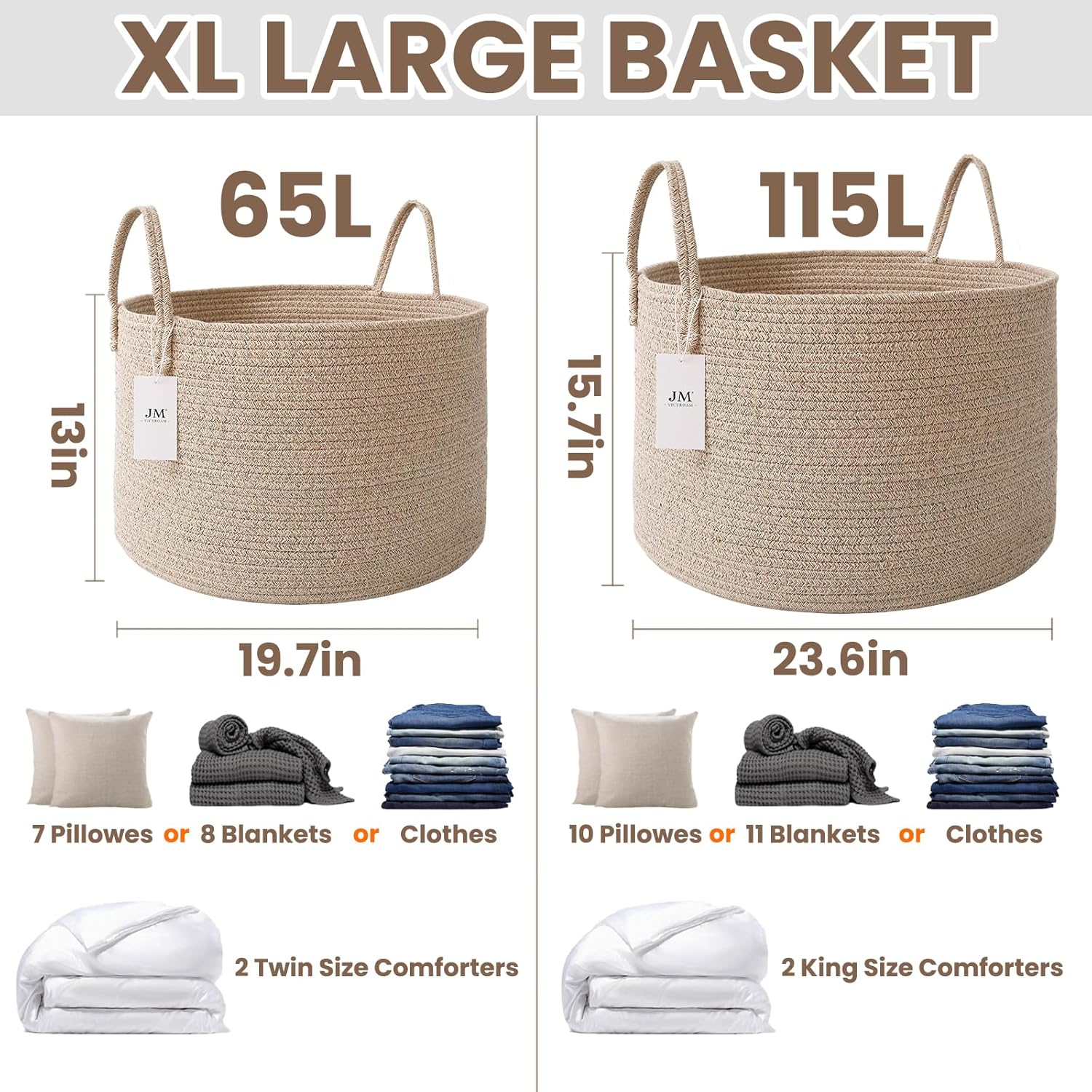 Extra Large Blanket Basket / Oatmeal / 65L