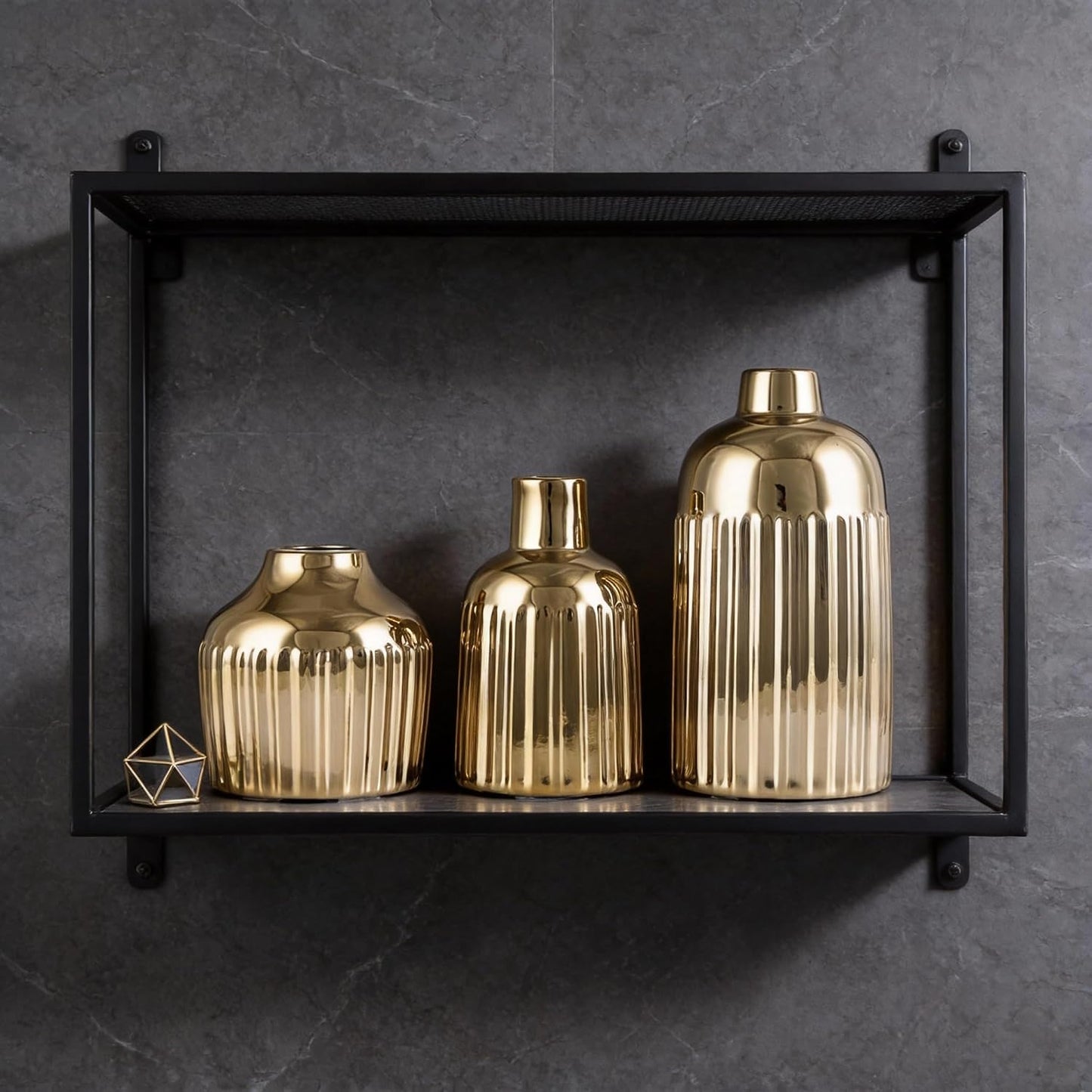 Ceramic Vase 3-Piece Set / Gold