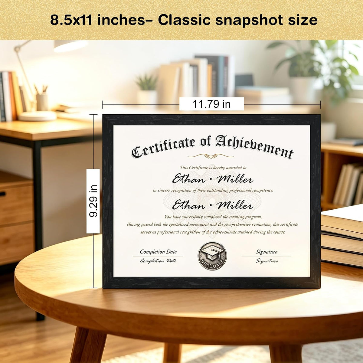 Wiscet 8.5x11 Picture Frame Set of 16, Certificate Diploma Document Frames | Black Woodgrain, for Wall or Tabletop