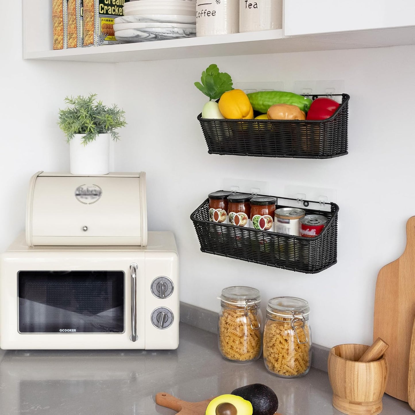 Wicker Hanging Basket / Black / Set of 2