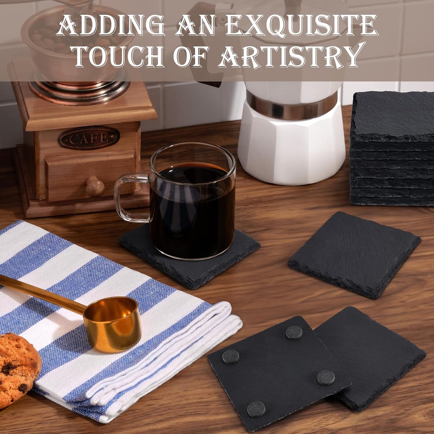 Coasters Stone Coaster Set / Black / 4 Inch / Set of 36