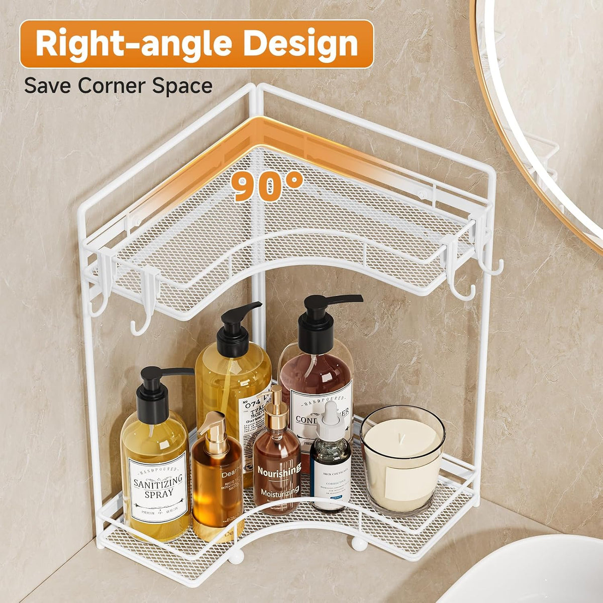 VITVITI 2-Tier Corner Bathroom Counter Organizer, Bathroom Countertop Organizer Storage for Sink, Metal Mesh Makeup