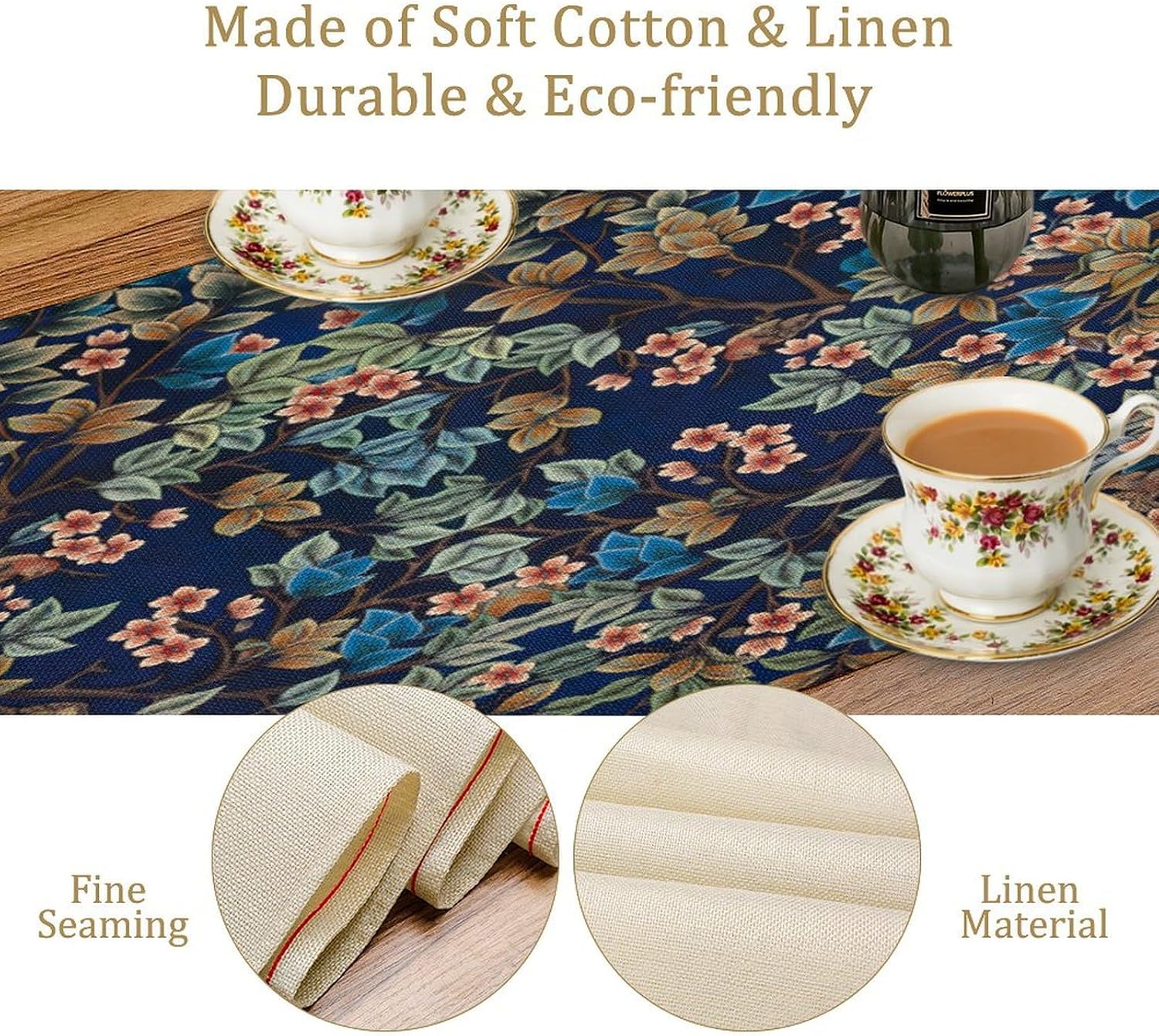 William Morris Floral Table Runner William Morris Art Retro Design Pattern Printed Linen Table Runner for Home Kitchen