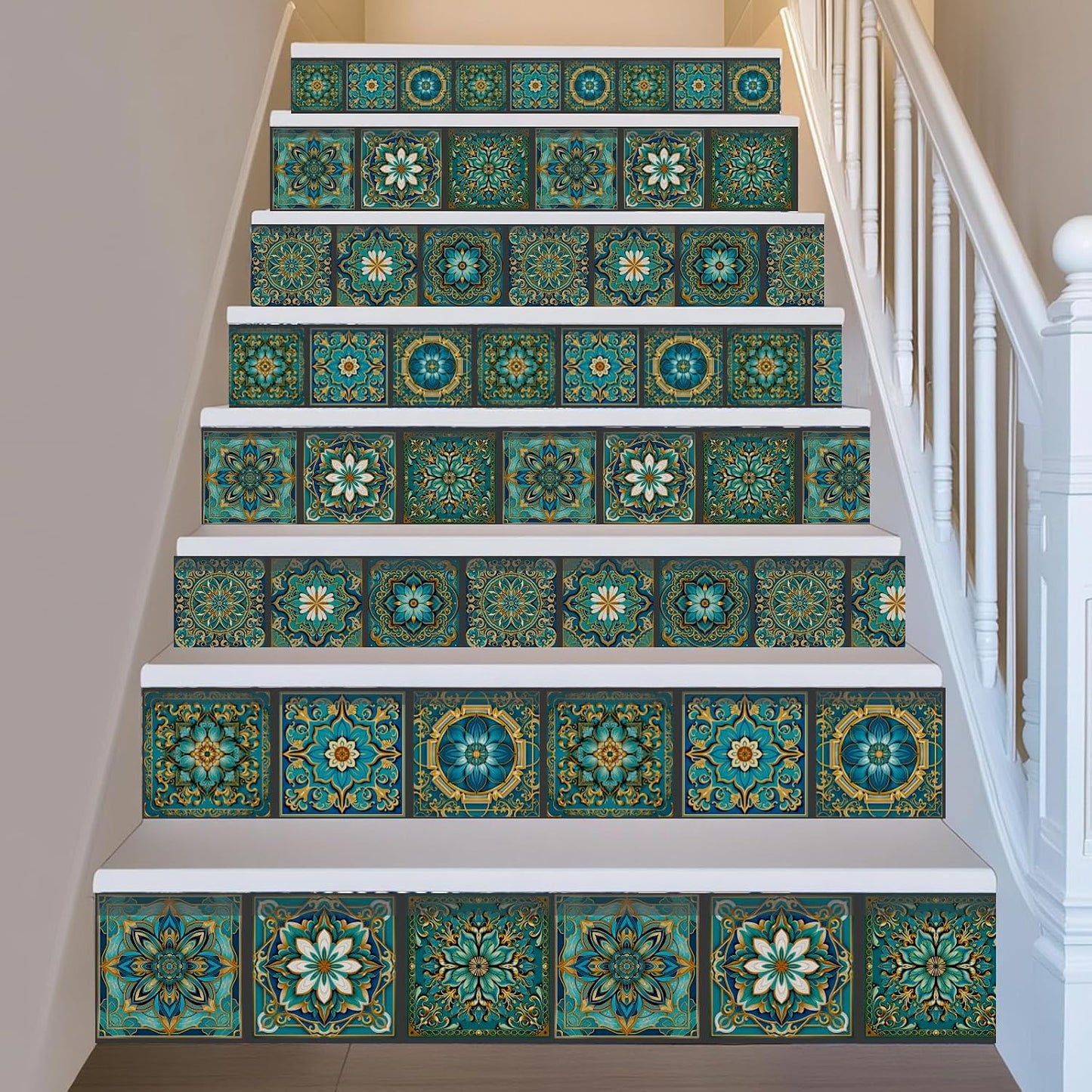 9 Style Retro Style Tile Stickers Turquoise Peel and Stick Wall Tile / Turquoise Color / Set of 36