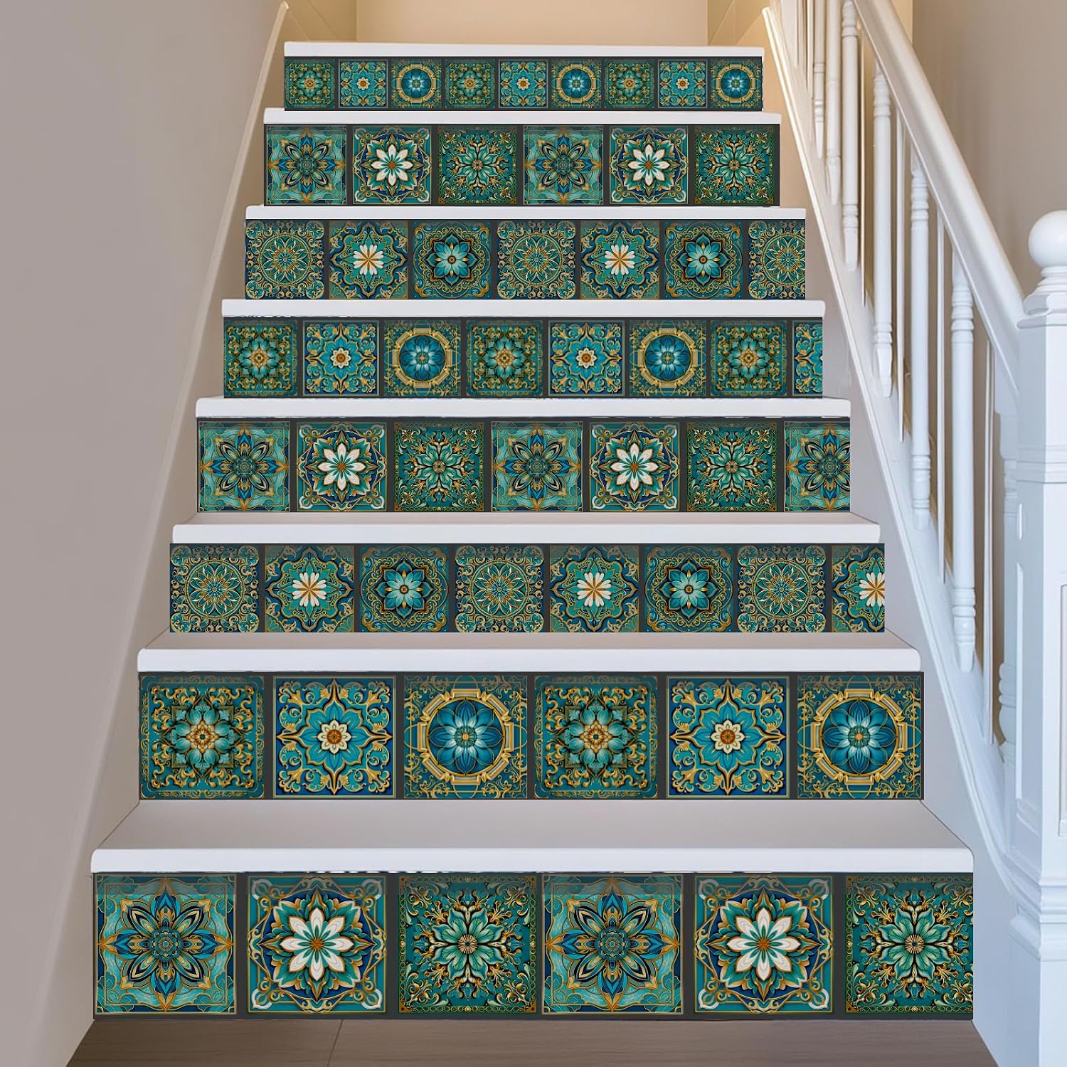 9 Style Retro Style Tile Stickers Turquoise Peel and Stick Wall Tile / Turquoise Color / Set of 36