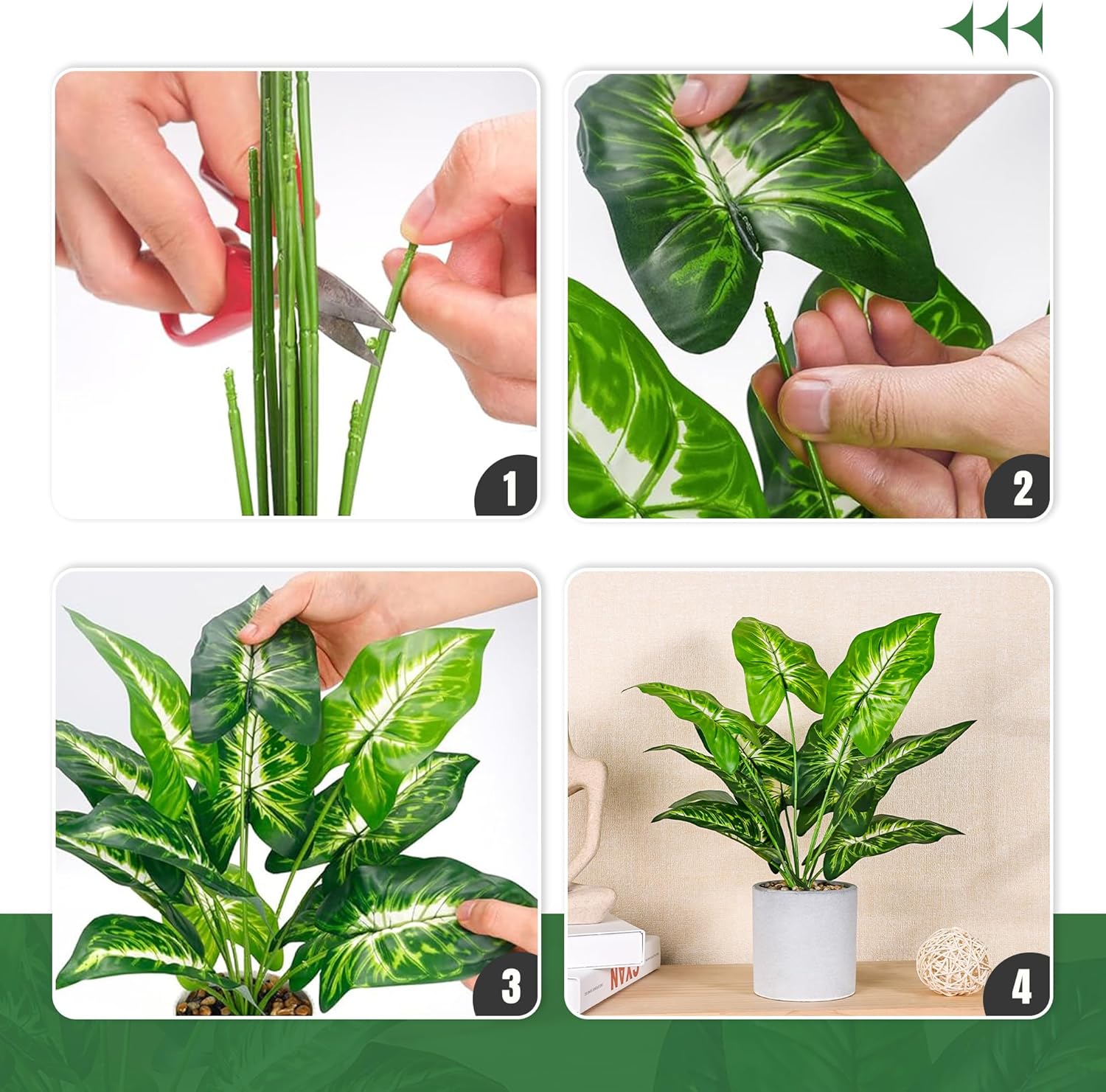 Der Rose 16" Small Fake Plants Artificial Tropical Faux Plants Indoor