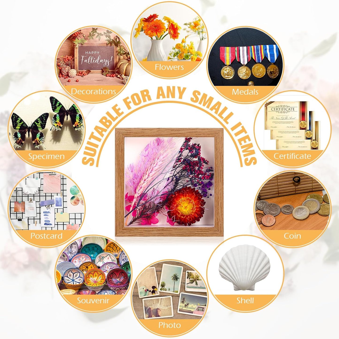 Ripeng 16 Pack 10x10 Inch Shadow Box Frame Display Cases, Deep Picture Frames for Wedding Bouquet Preservation