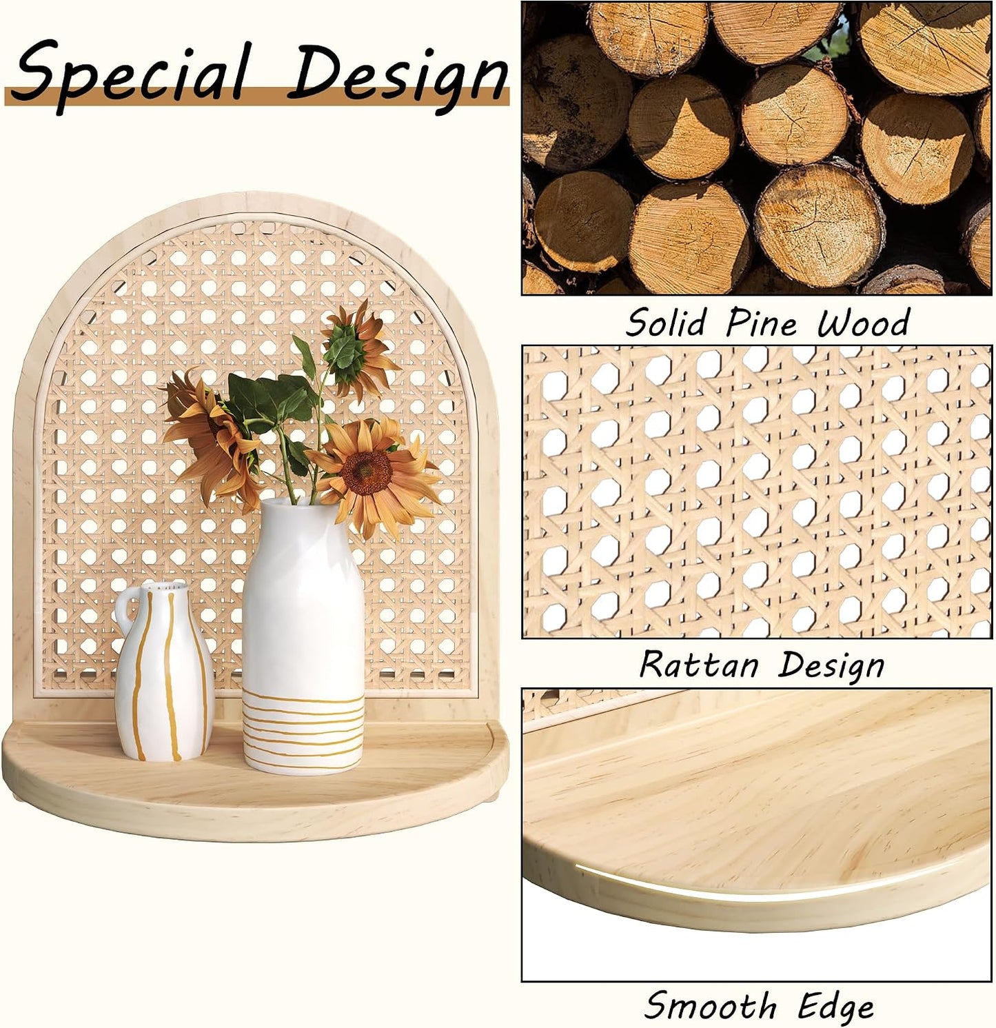 Unique Small Display Shelves / Natural Rattan Shelf