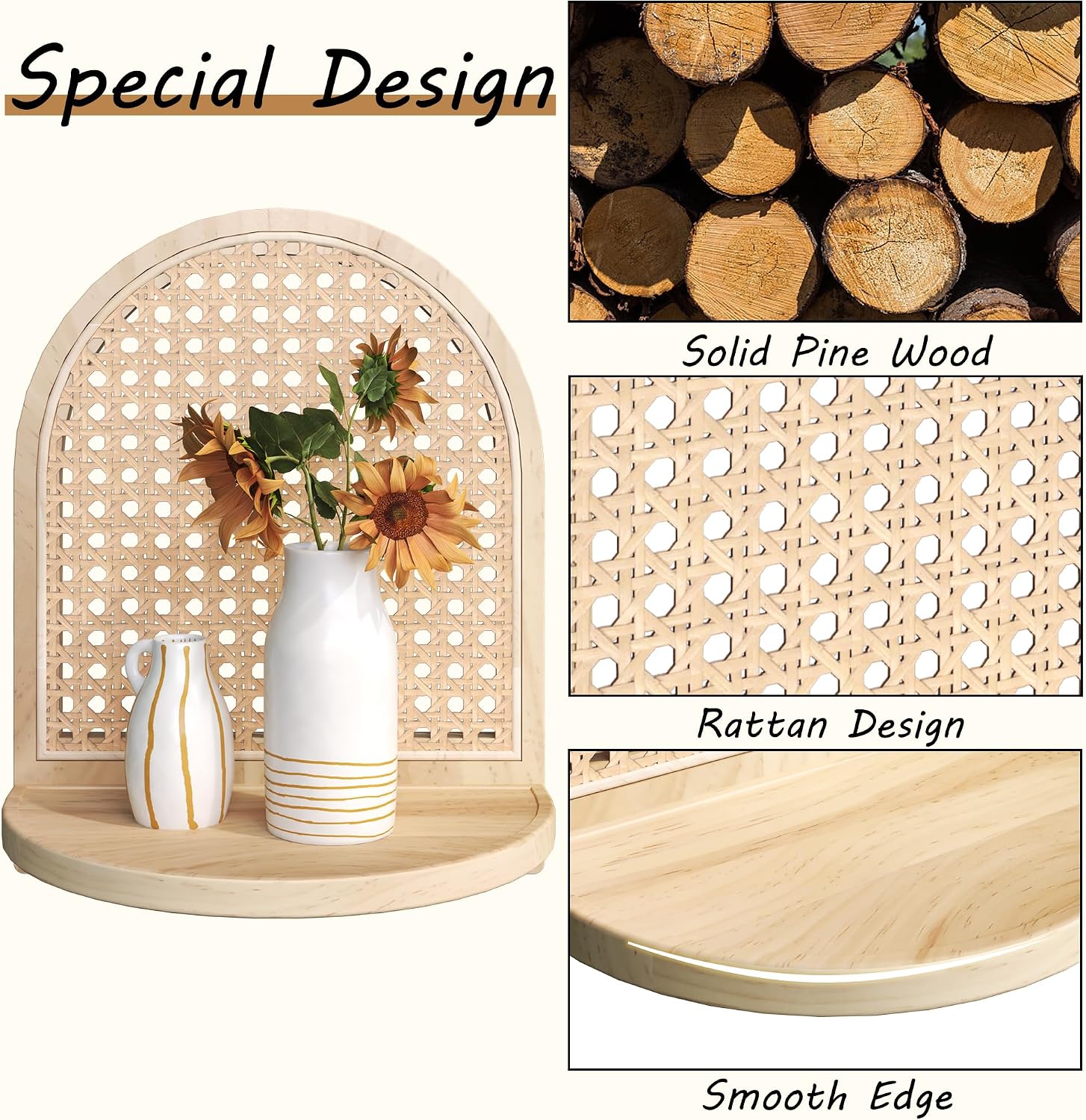 Unique Small Display Shelves / Natural Rattan Shelf