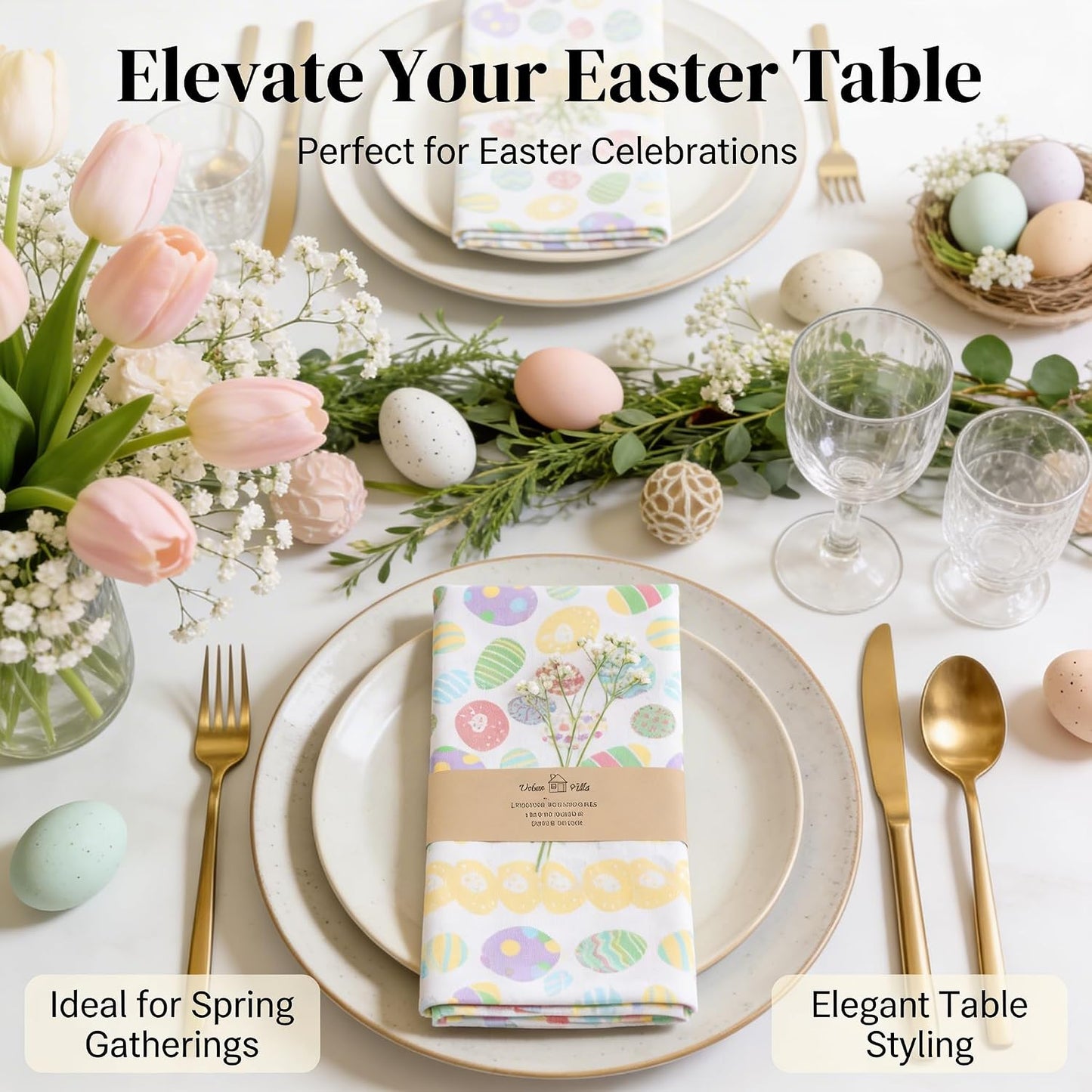 Urban Villa Cloth Napkins Cotton 20x20 (Set of 12) Egg Print