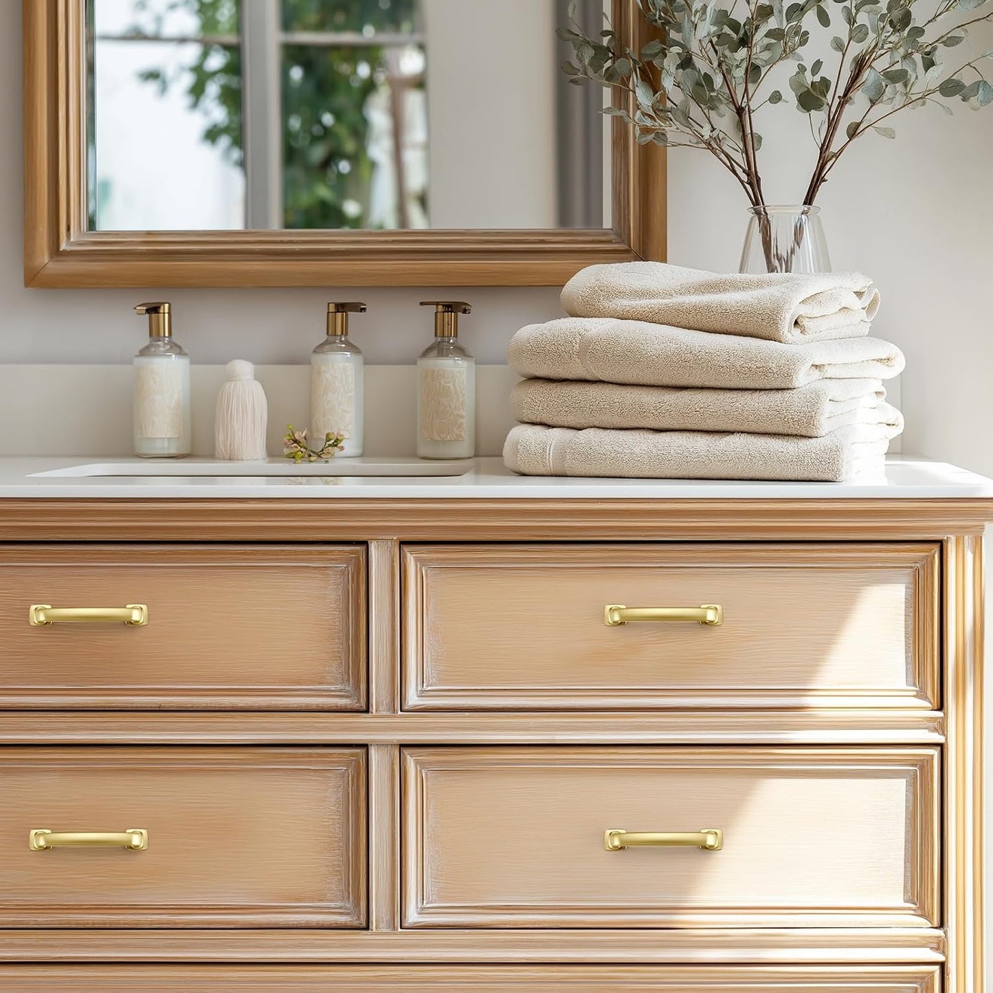 Cabinet Handles Arch Cabinet Pulls / 3" Hole Center / Brushed Brass / 3 Inch / Set of 3