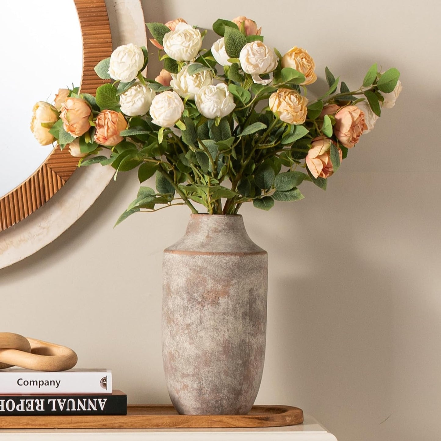 Ceramic Flower Vase / 12.5"h-terracotta / White / 12.5 Inch