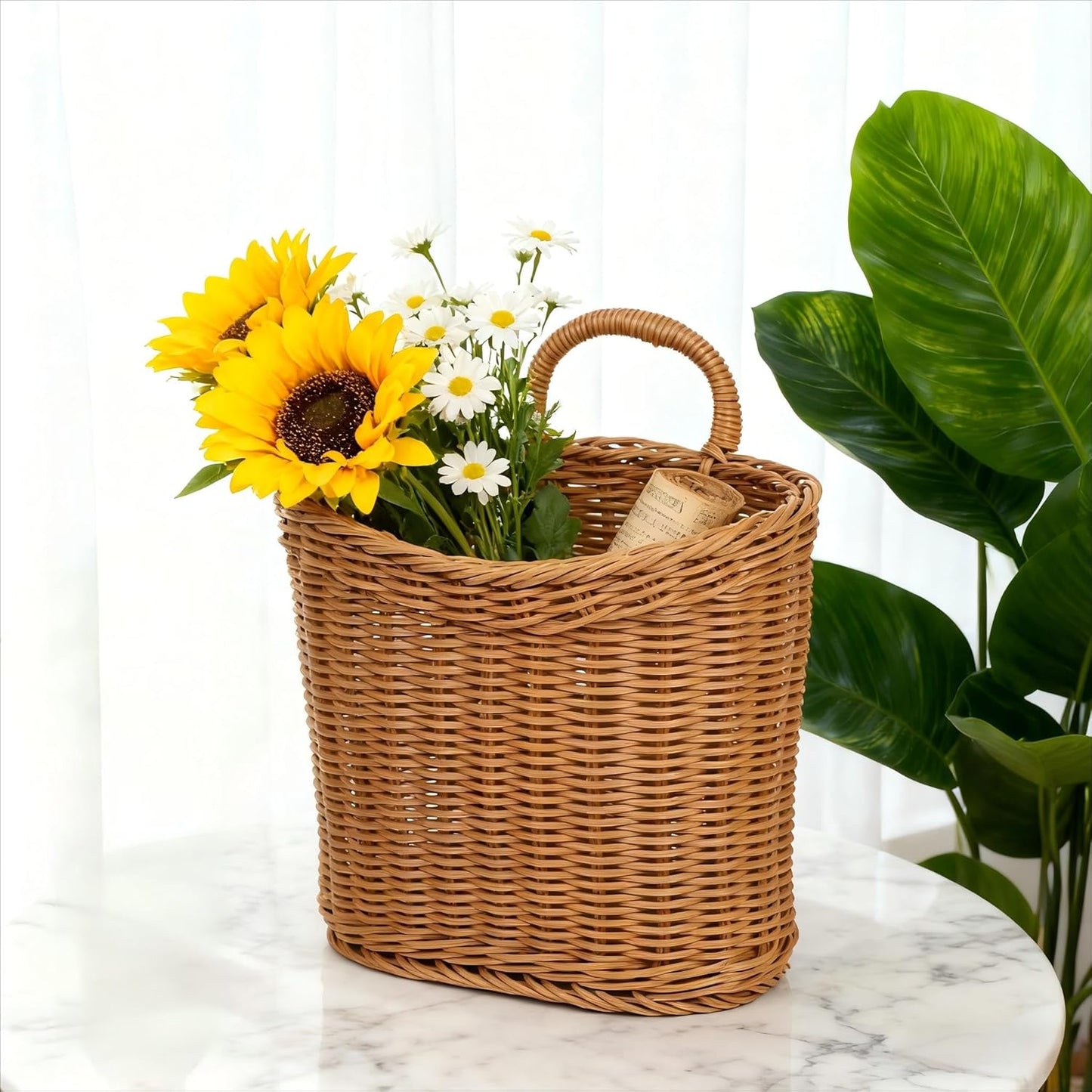 Handmade Rattan Hanging Wall Baskets / A