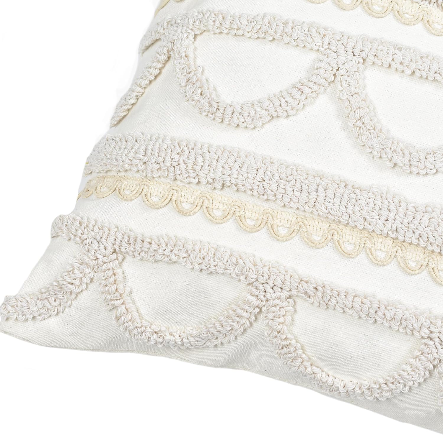 Boho Pillow Covers Boho Tufted Throw Pillow Covers Decorative Tassels Cushion / Boho Beige / 18 x 18