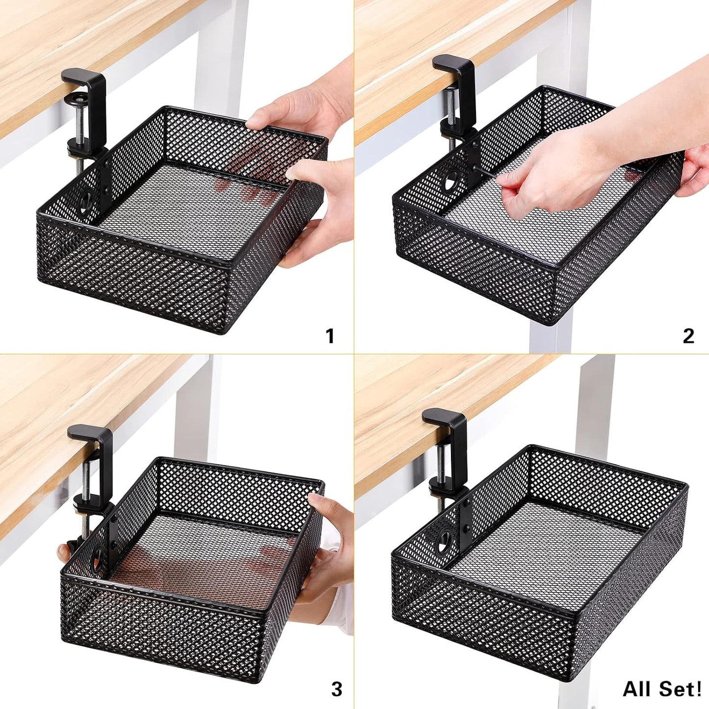 Under Desk Drawer, Clamp on Desk Organizer Hanging Desk Storage Under Table | Under desk organizer: clamp on desk