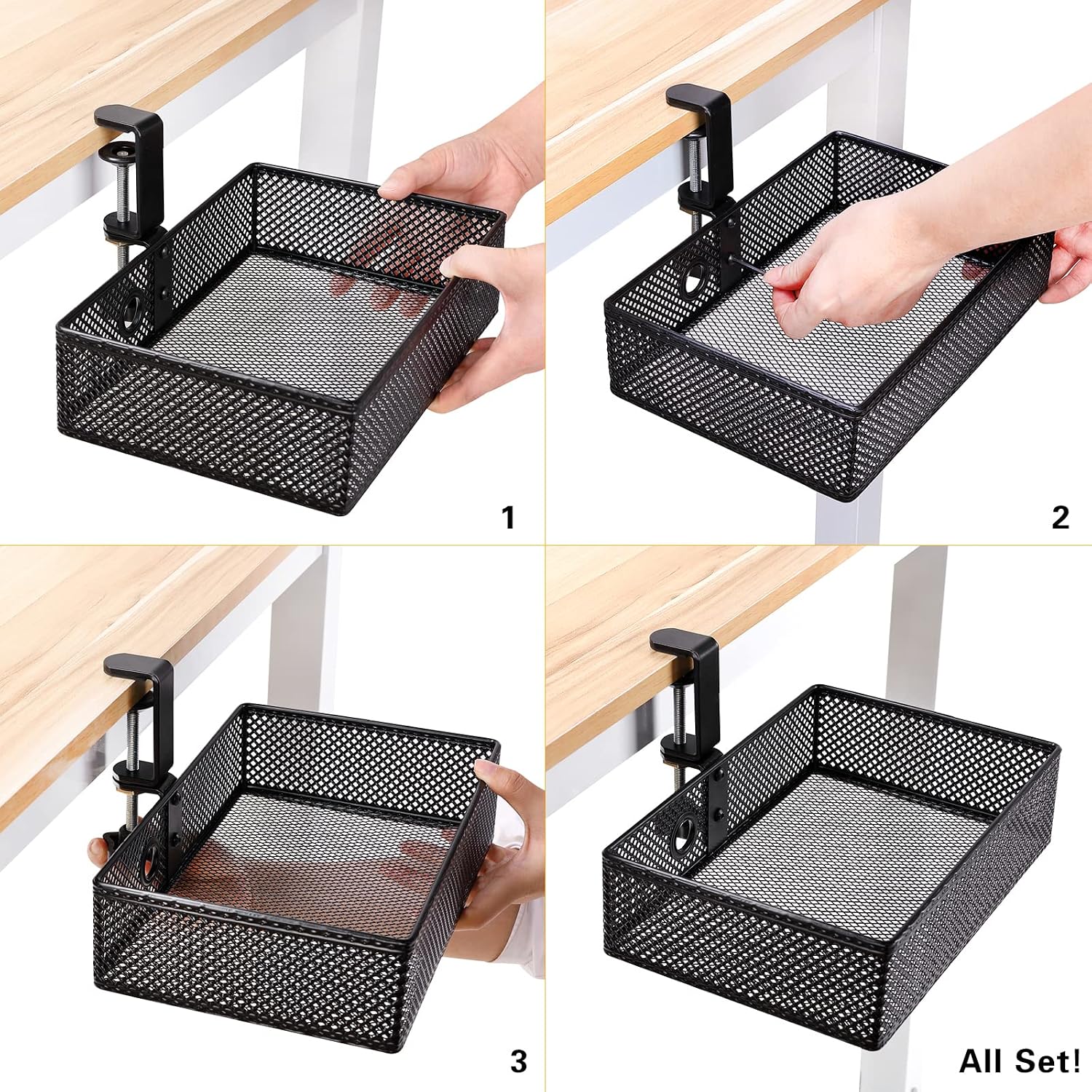 Under Desk Drawer, Clamp on Desk Organizer Hanging Desk Storage Under Table | Under desk organizer: clamp on desk