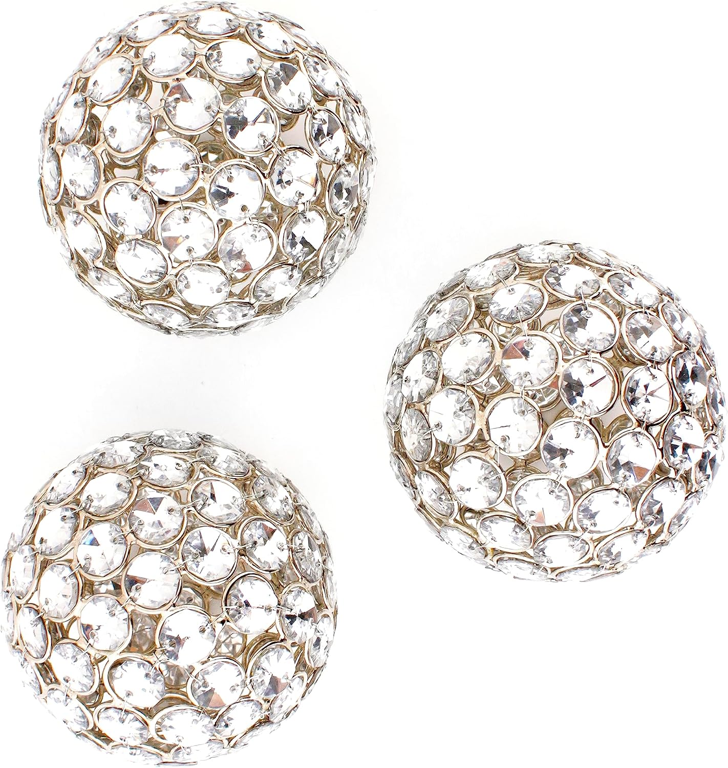 Decorative Metal Sphere / Silver / 4 Inch / Set of 3