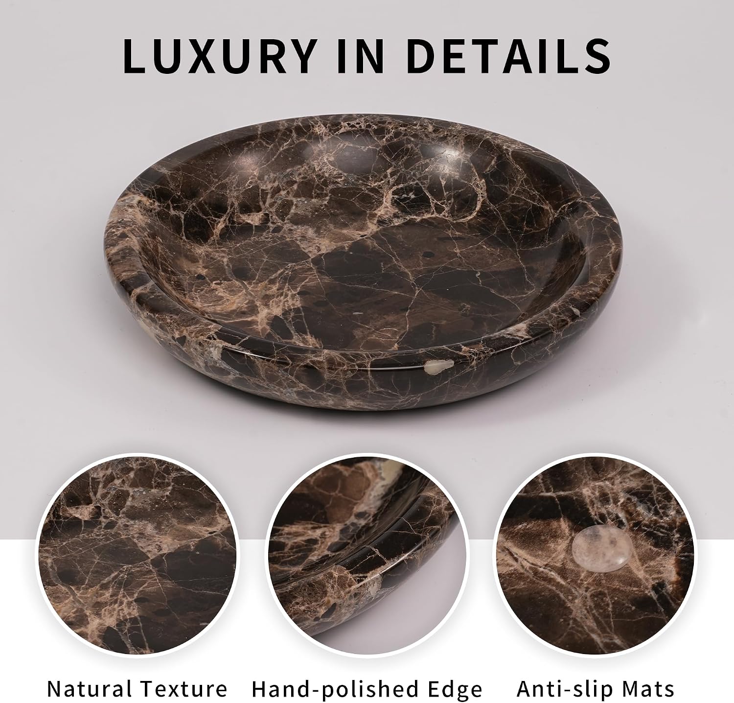 Marble Jewelry Tray / Circle-emperador / Brown