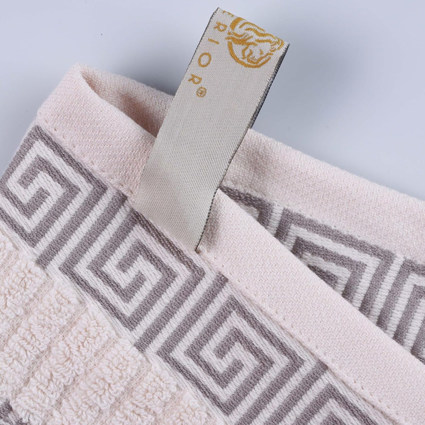 Superior 6-Piece Cotton Towel Set, Decorative Greek Pattern, Home Essentials, Absorbent Towels, Bathroom Decor, Spa
