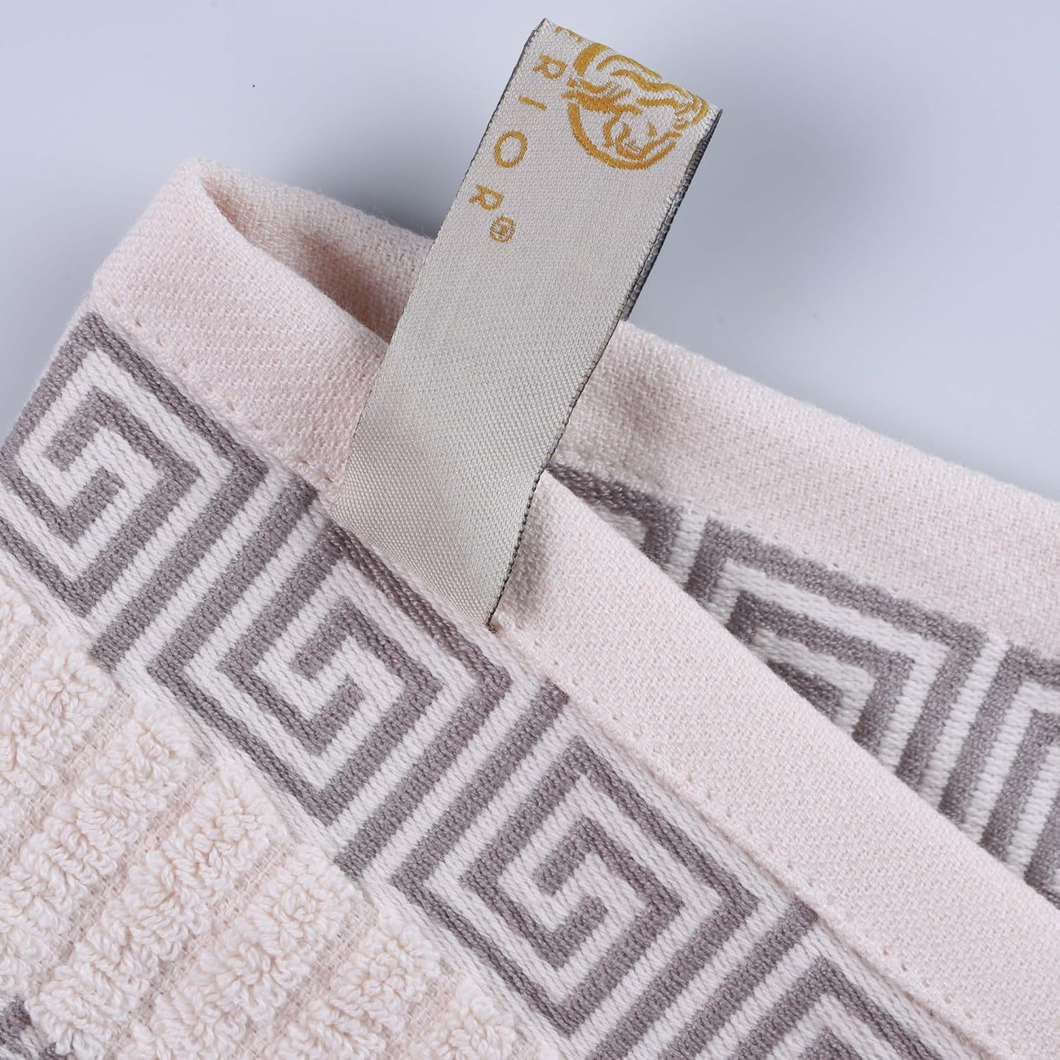 Superior 6-Piece Cotton Towel Set, Decorative Greek Pattern, Home Essentials, Absorbent Towels, Bathroom Decor, Spa