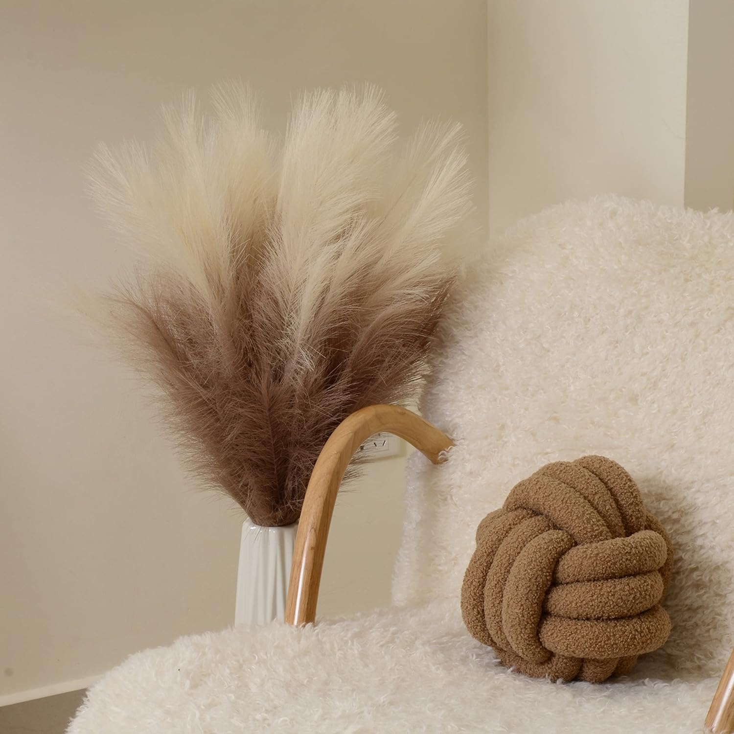 38'' Tall Pampas Grass for Floor Vase / Natural Beige / Set of 9