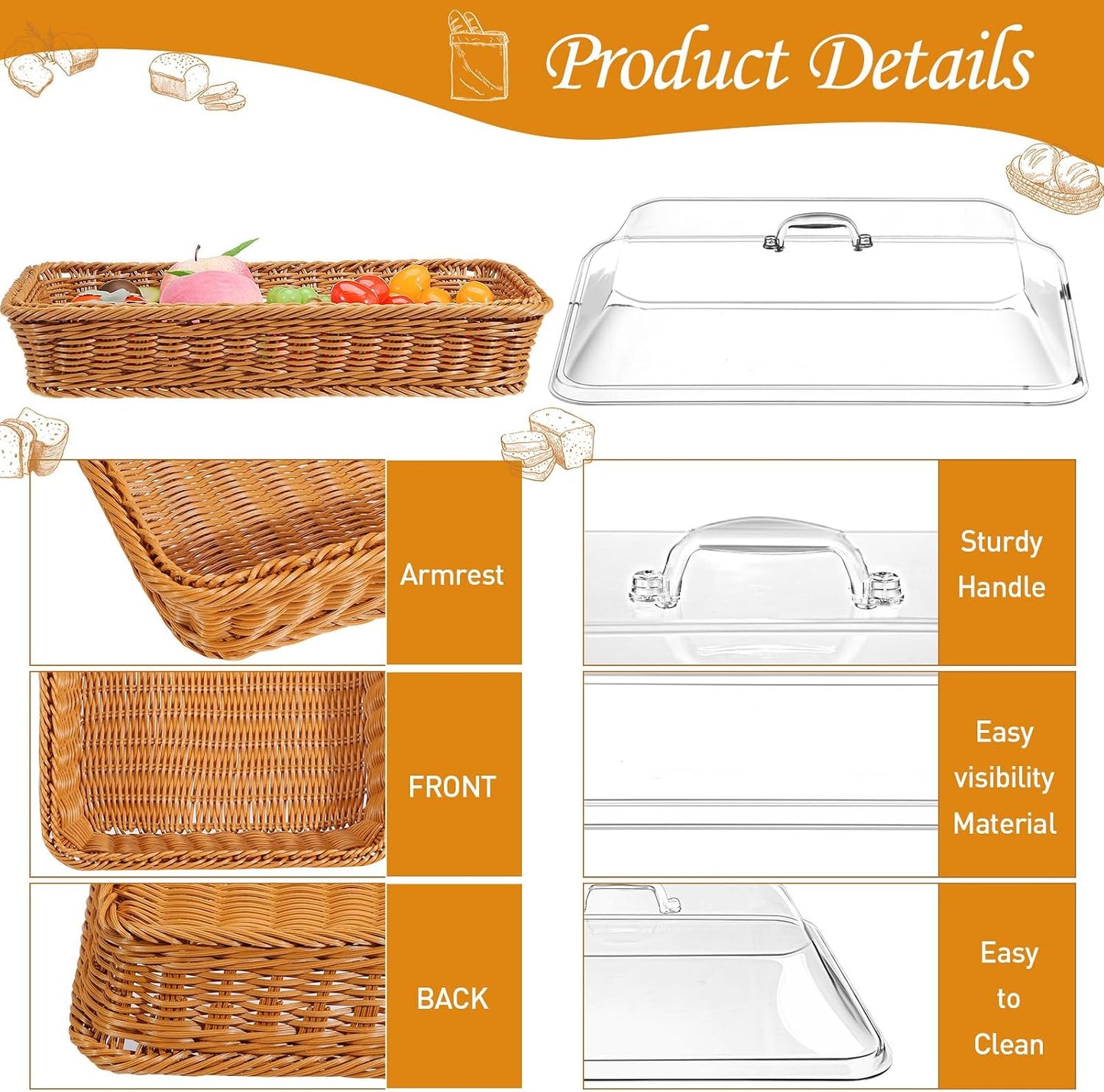 Wicker Large Bread Basket / 15.75 x 11.81 / Set of 2