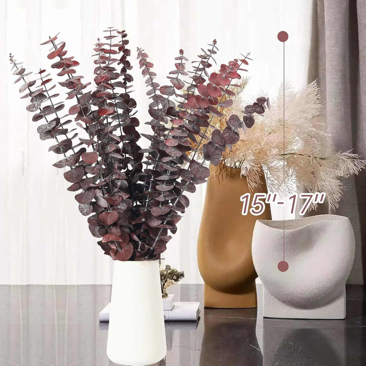 17'' Natural Fresh Eucalyptus Leaves Branches Hanging for Shower / Red / Set of 16