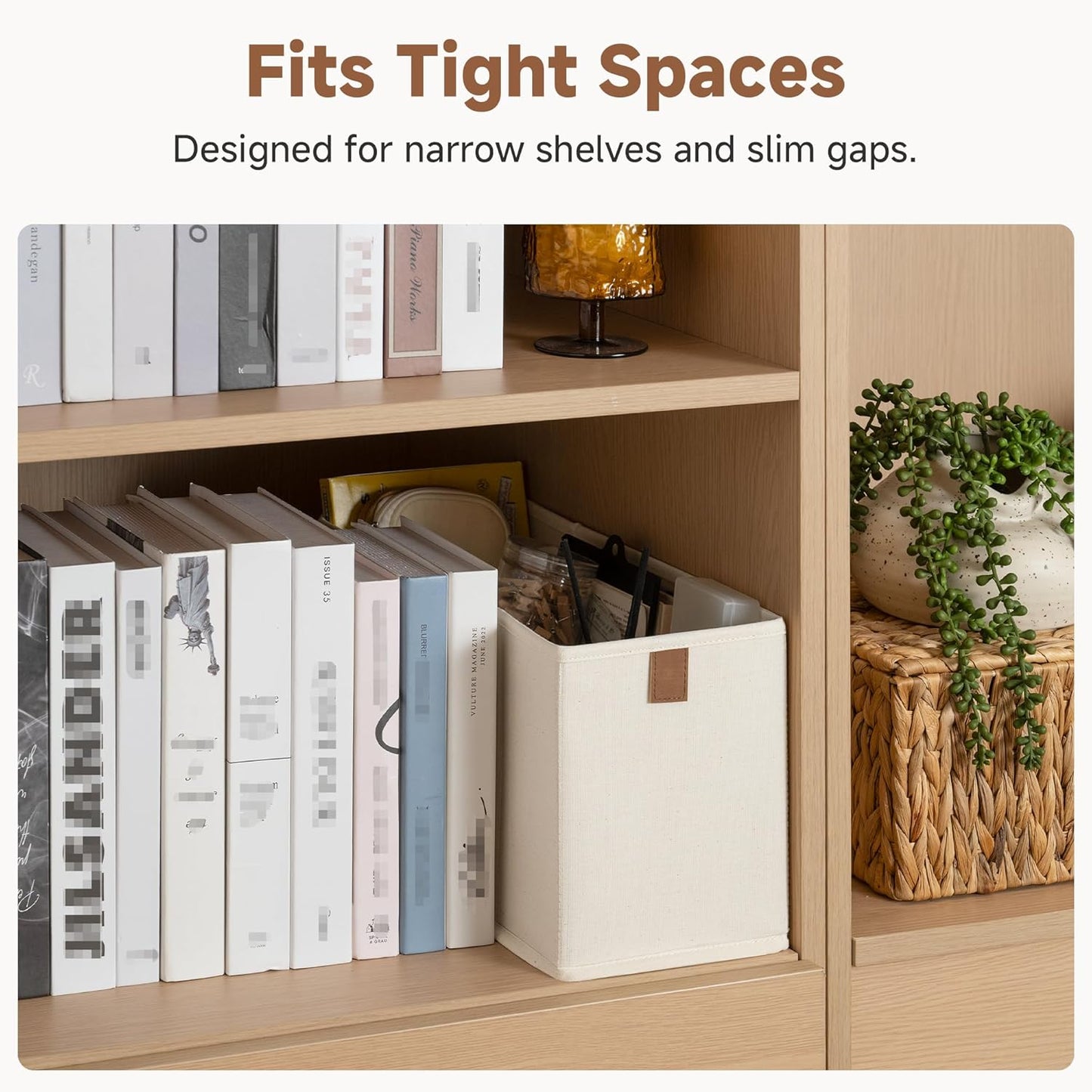 Small Storage Bins / Beige / 6.25'' Width / Set of 4